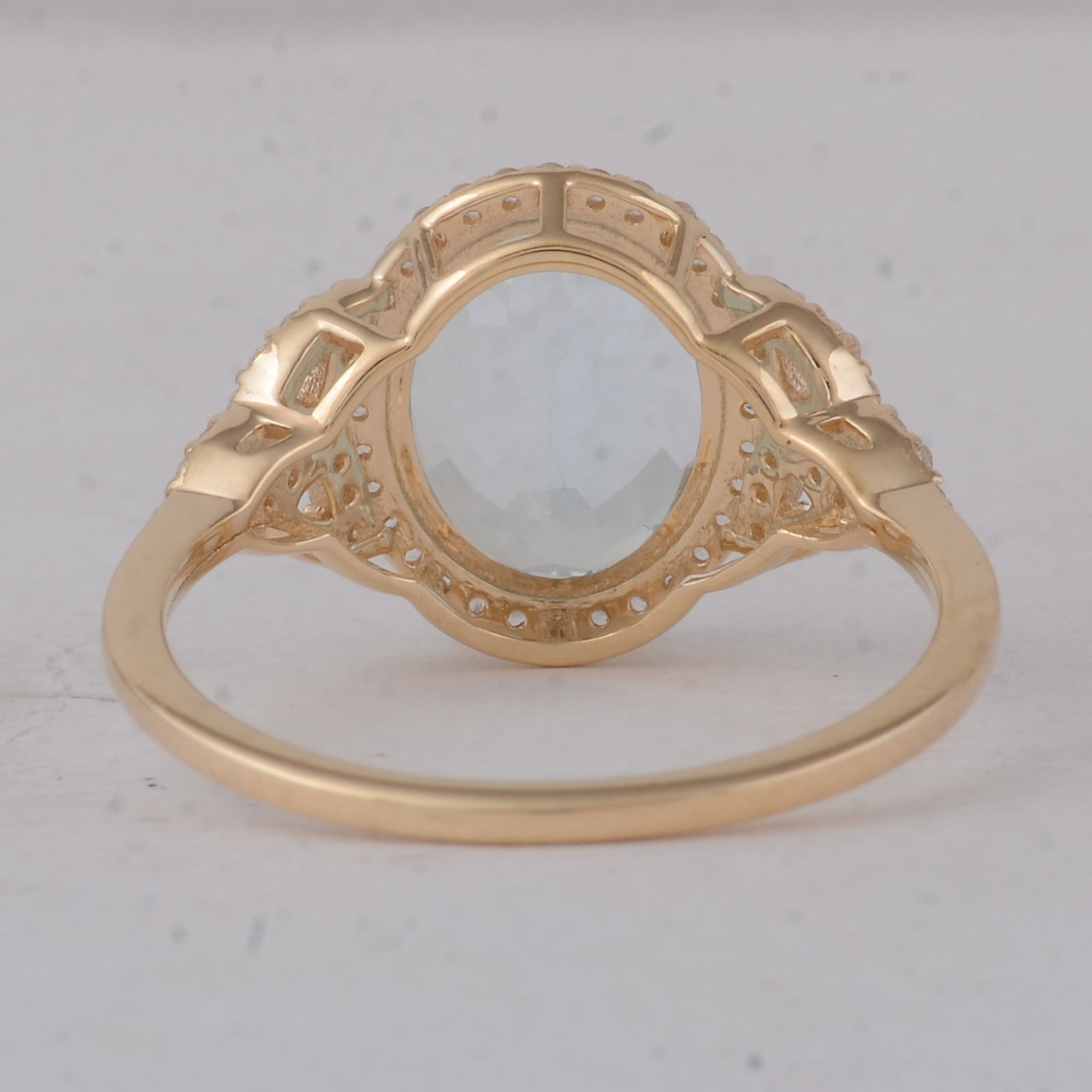 2.44 Ct Oval Aquamarine 9K Gold Ring - 3