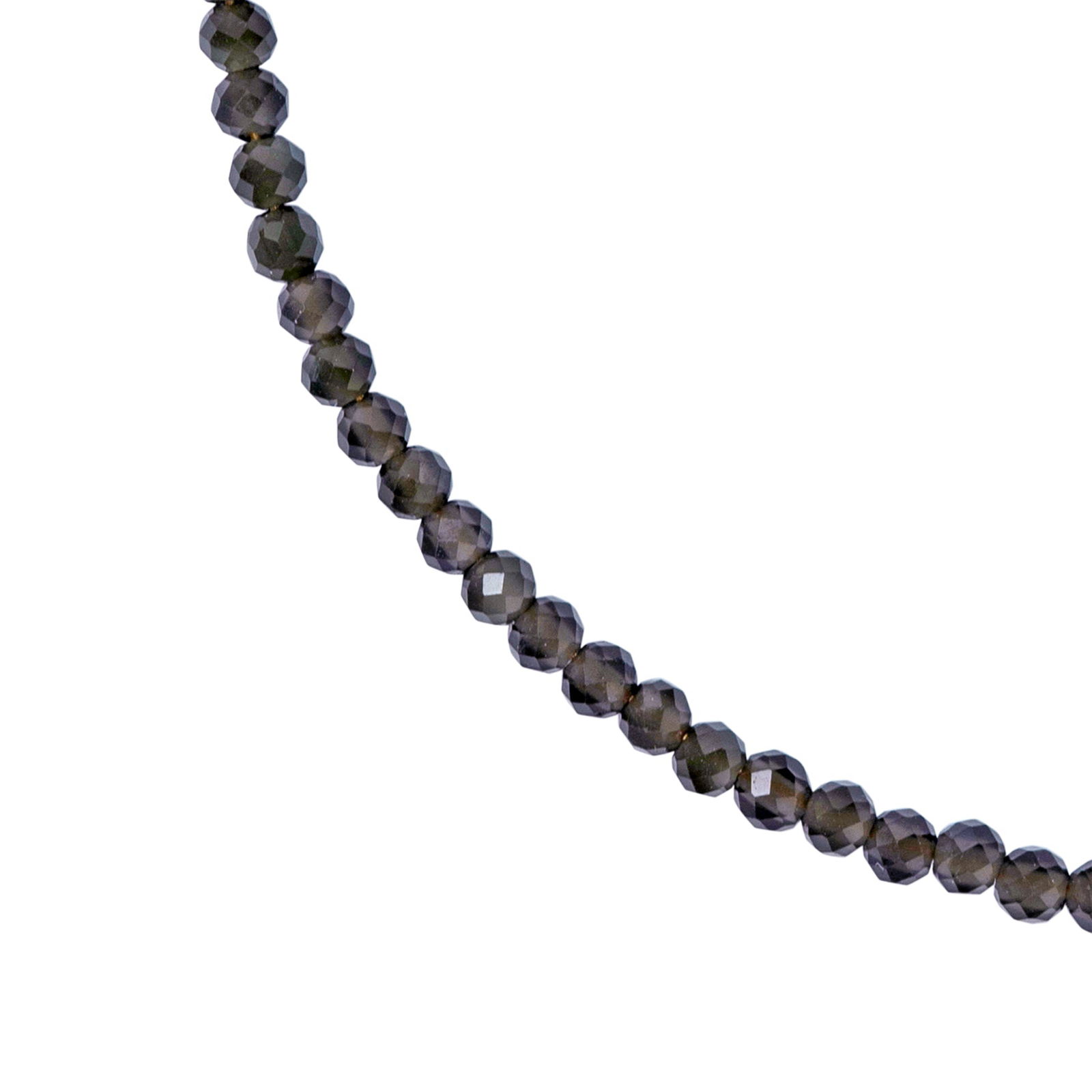 Tiny Charcoal Obsidian 14K Gold Bracelet - 4