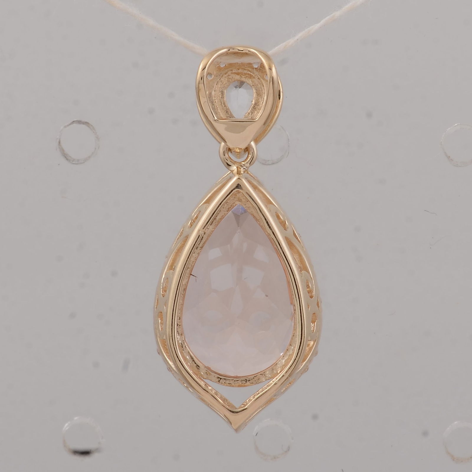 3.31 Ct Pear Morganite 9K Gold Pendant - 2