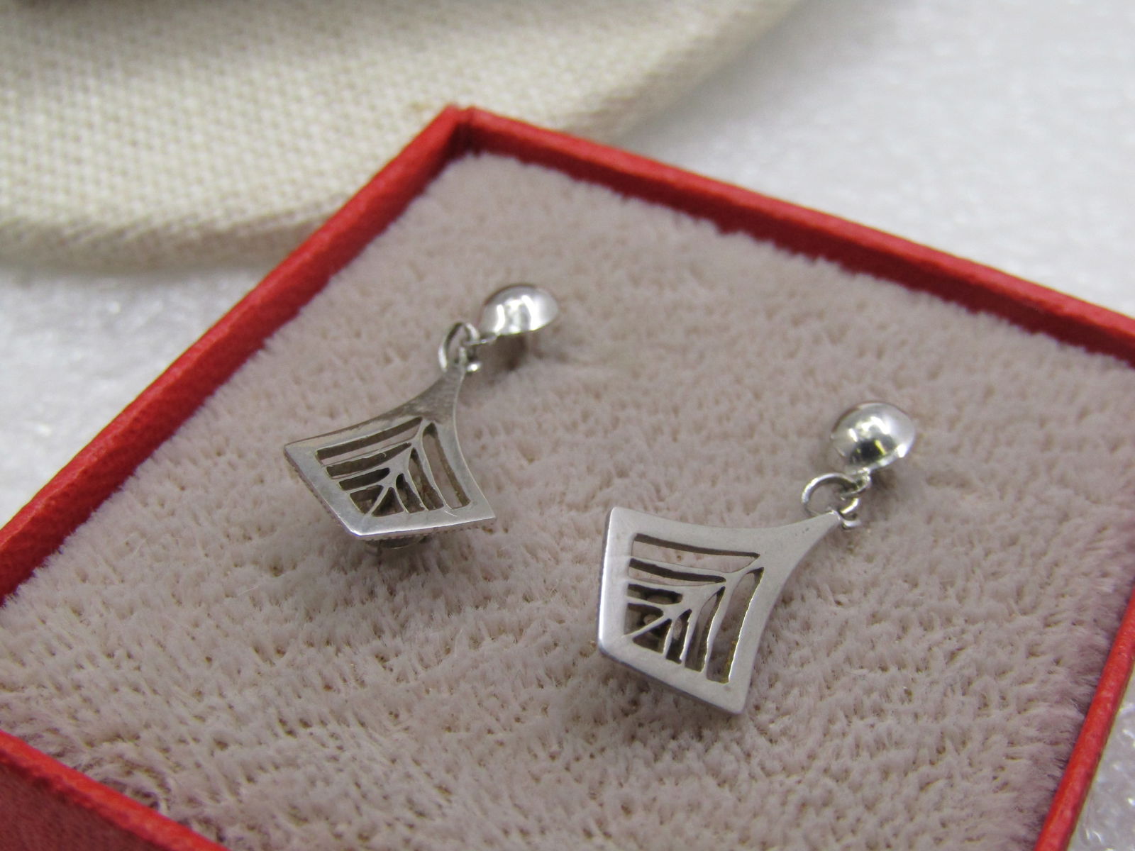 Vintage 10kt White Topaz Drop Earrings, Pierced, Signed PSCo, 1930's-1940's - 4