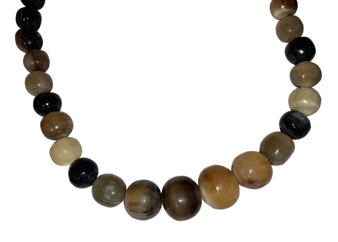 Mexican Artisan Bull Horn Round Bead Necklace - 3