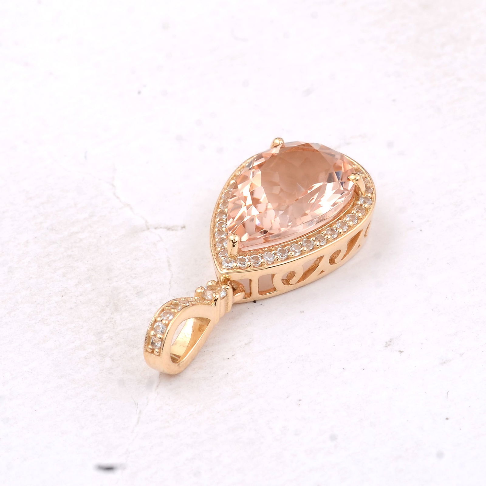 2.81 Ct Pear Morganite 9K Gold Pendant - 2