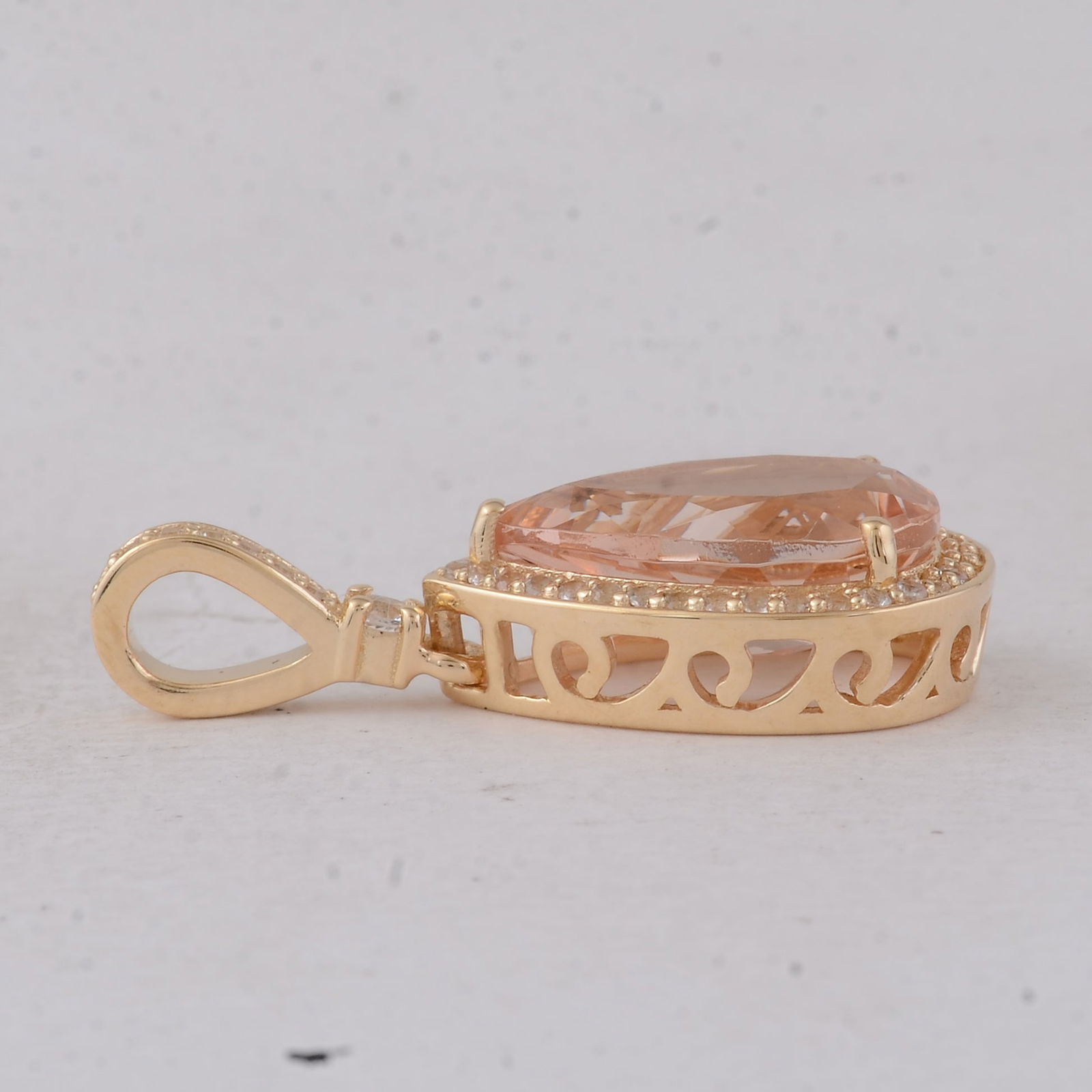 2.81 Ct Pear Morganite 9K Gold Pendant - 3