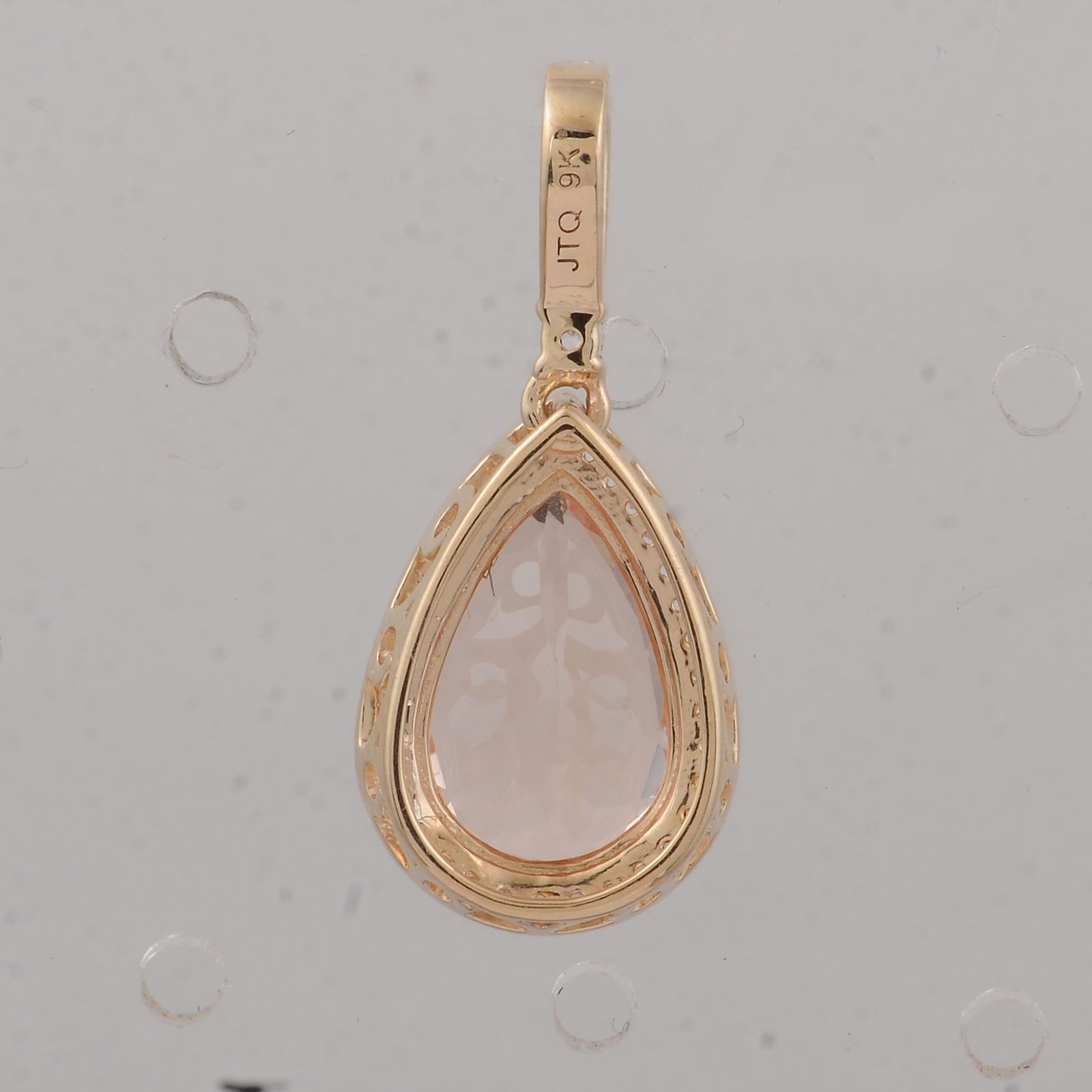 2.81 Ct Pear Morganite 9K Gold Pendant - 4