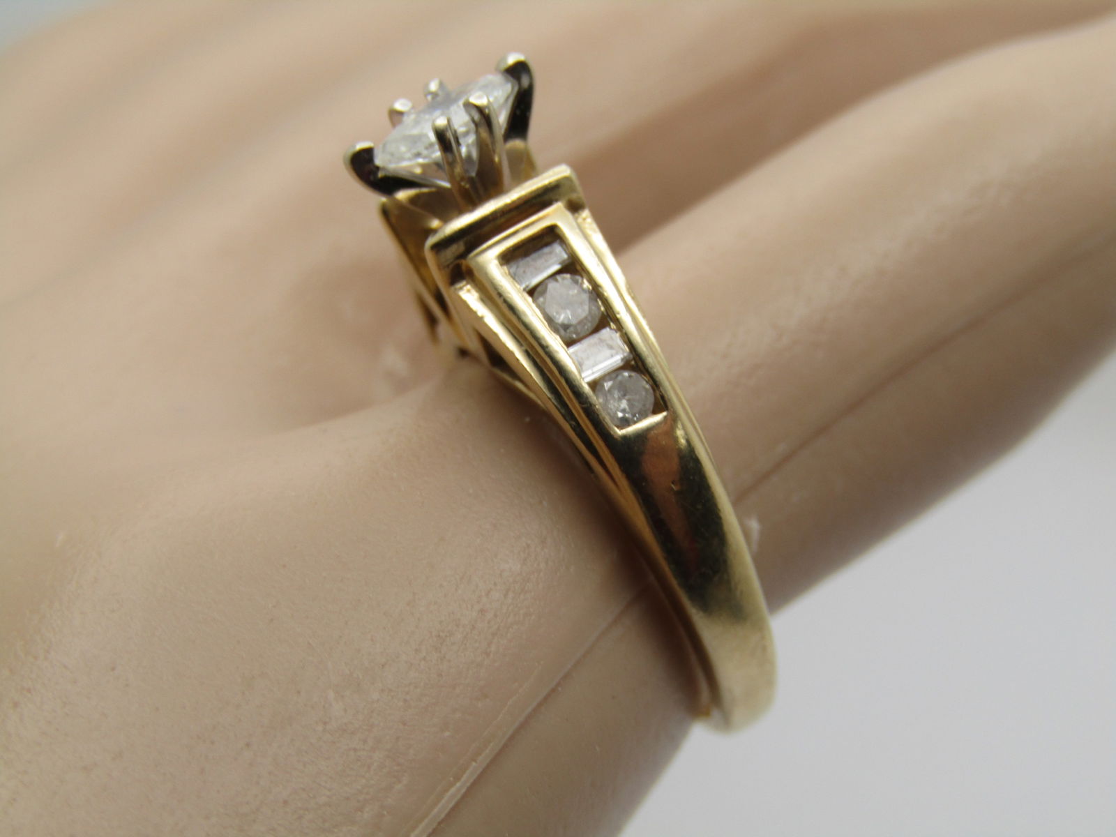 Vintage 14kt Marquise Multi-Diamond Engagement Ring, Size 5.5. , 1960's-1980's - 8
