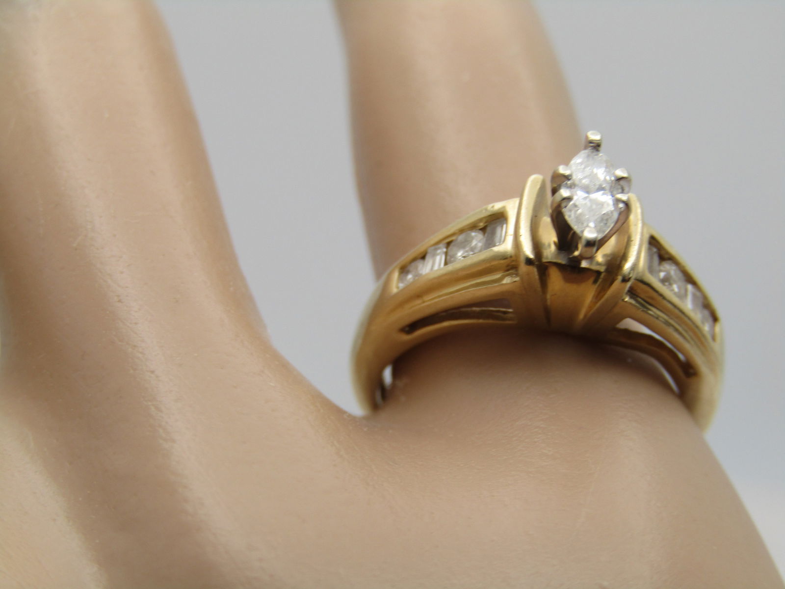 Vintage 14kt Marquise Multi-Diamond Engagement Ring, Size 5.5. , 1960's-1980's - 9