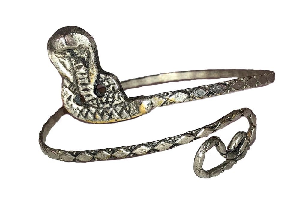 Southeast Asian Cobra White Metal Snake Armband - 2