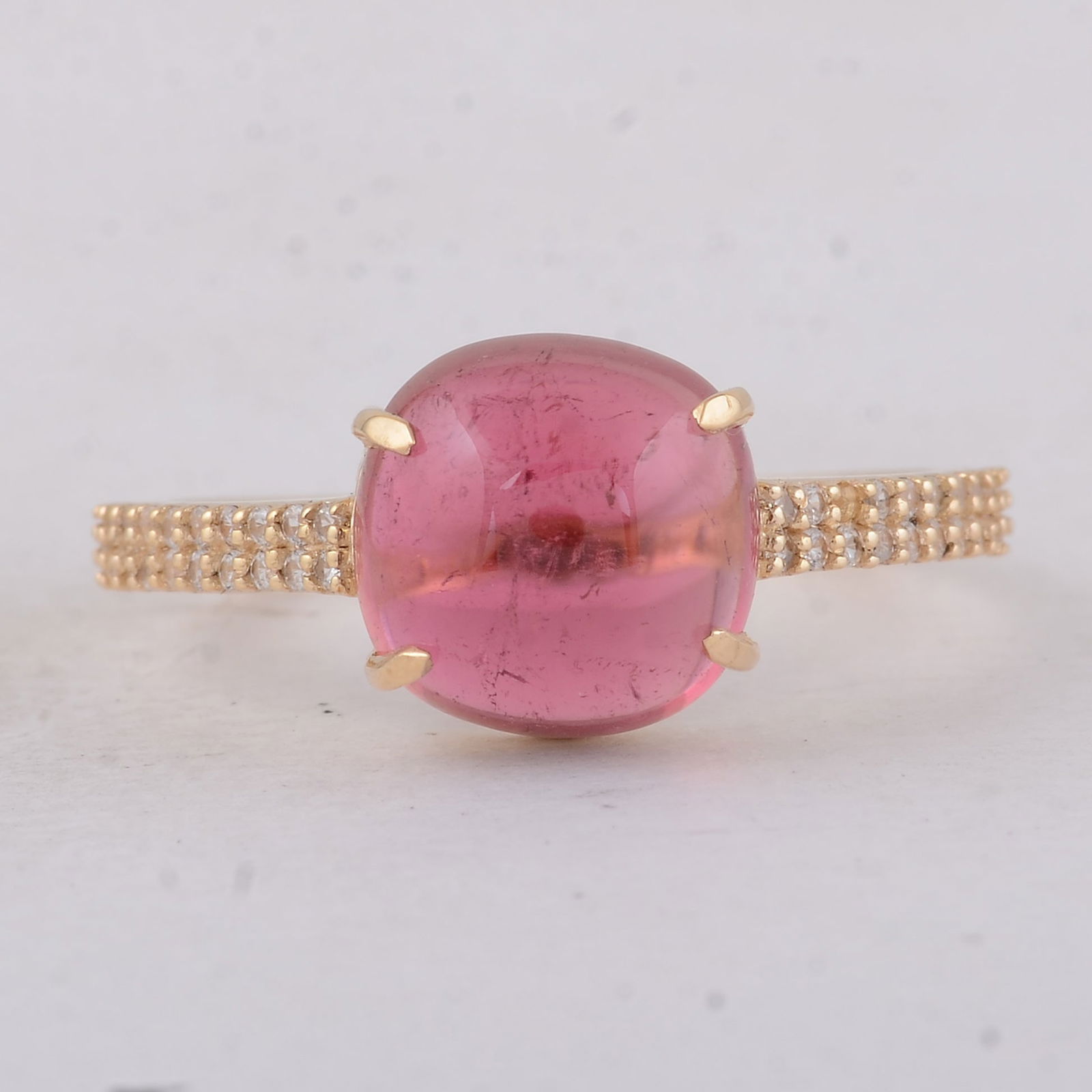 3.47 Ct Cushion Tourmaline 9K Gold Ring: Title:3.47 Ct Cushion Tourmaline 9K Gold Ring Description:3.47 Total Carat Tourmaline 9K Gold Ring Specifications - Total Weight 2.03 g - Center Gemstone Tourmaline - Gemstone Carat Weight 3.3 Carats