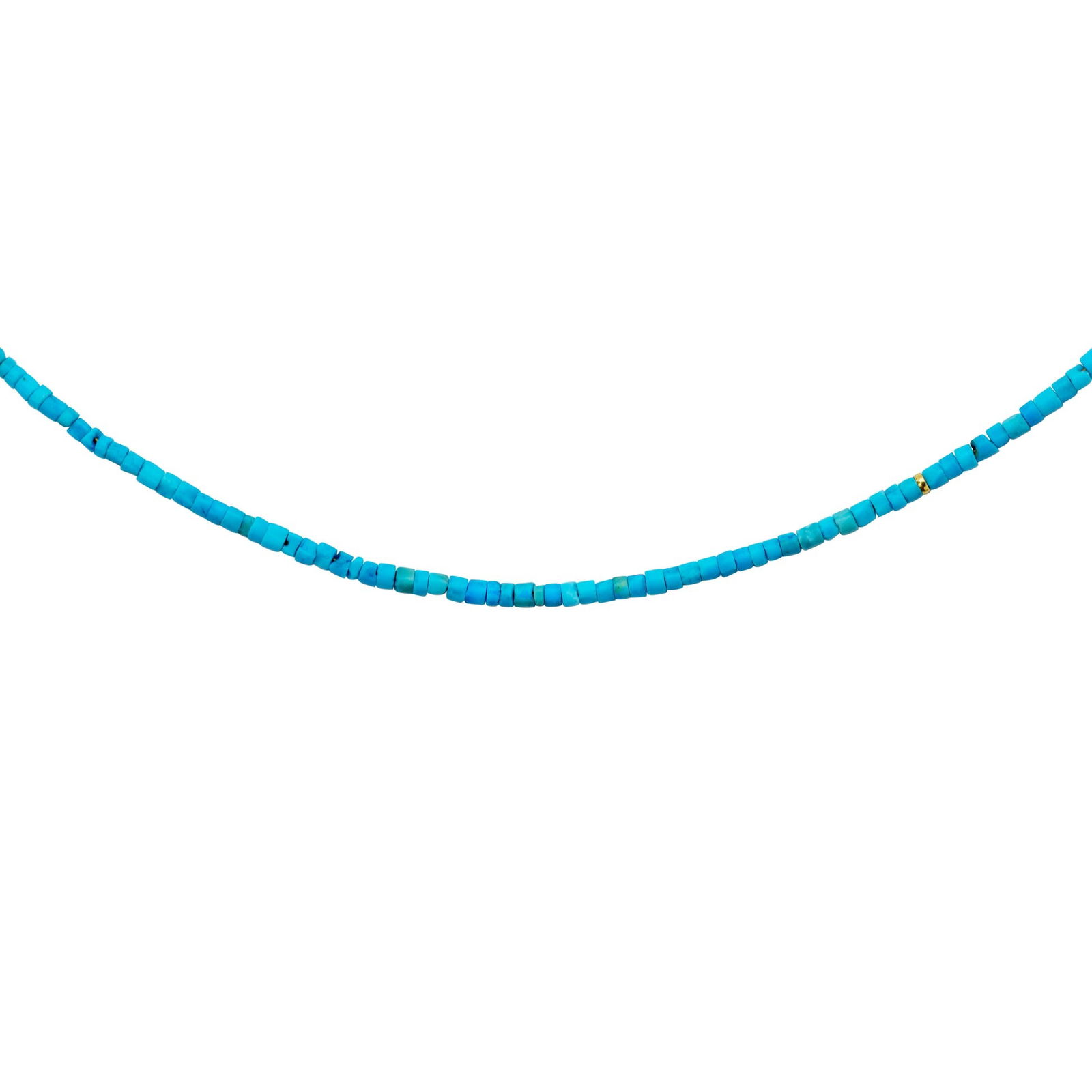 Tiny Turquoise Tube 18k Gold Necklace - 4
