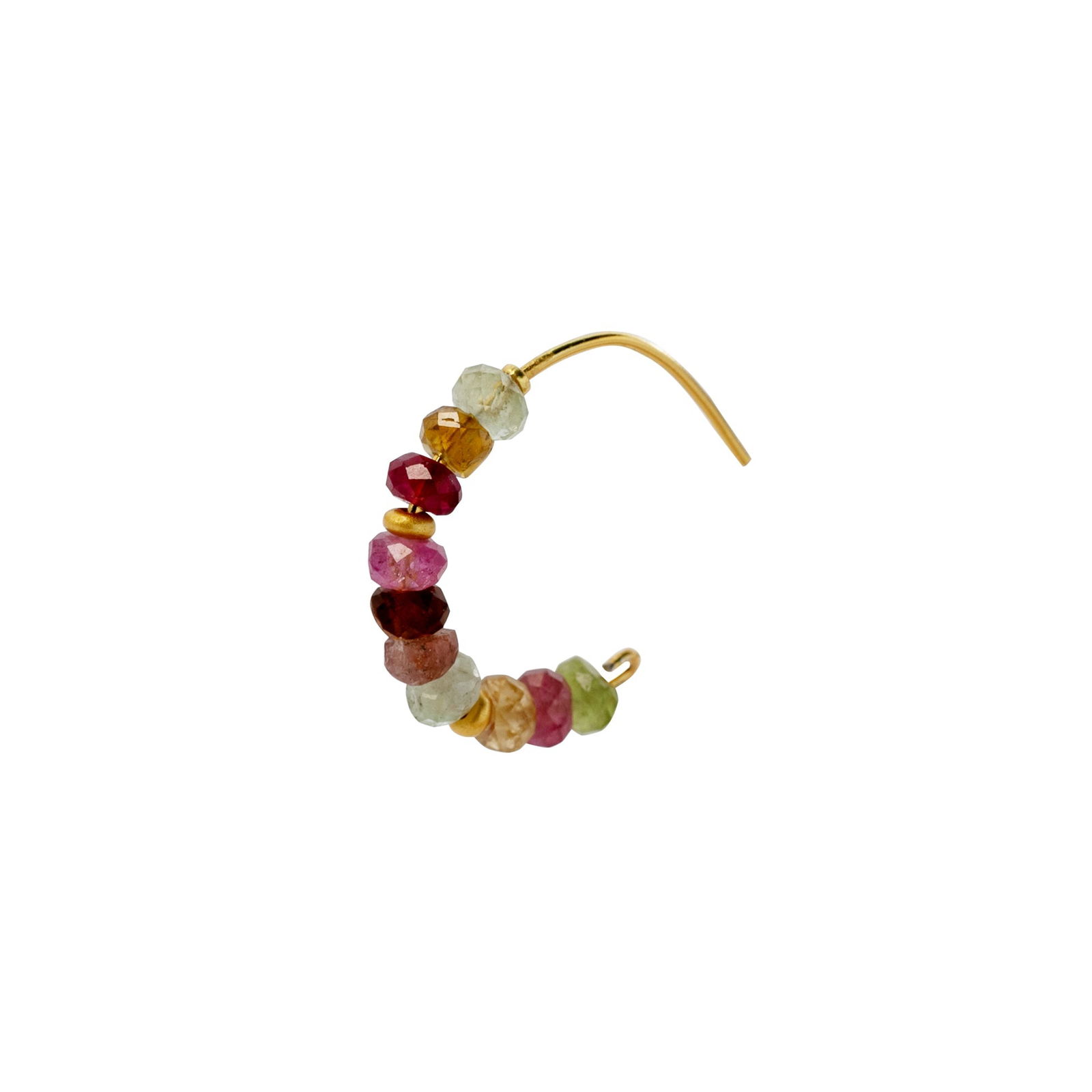 Rainbow Tourmaline Half Moon Earring 14K Gold Hoop - 3