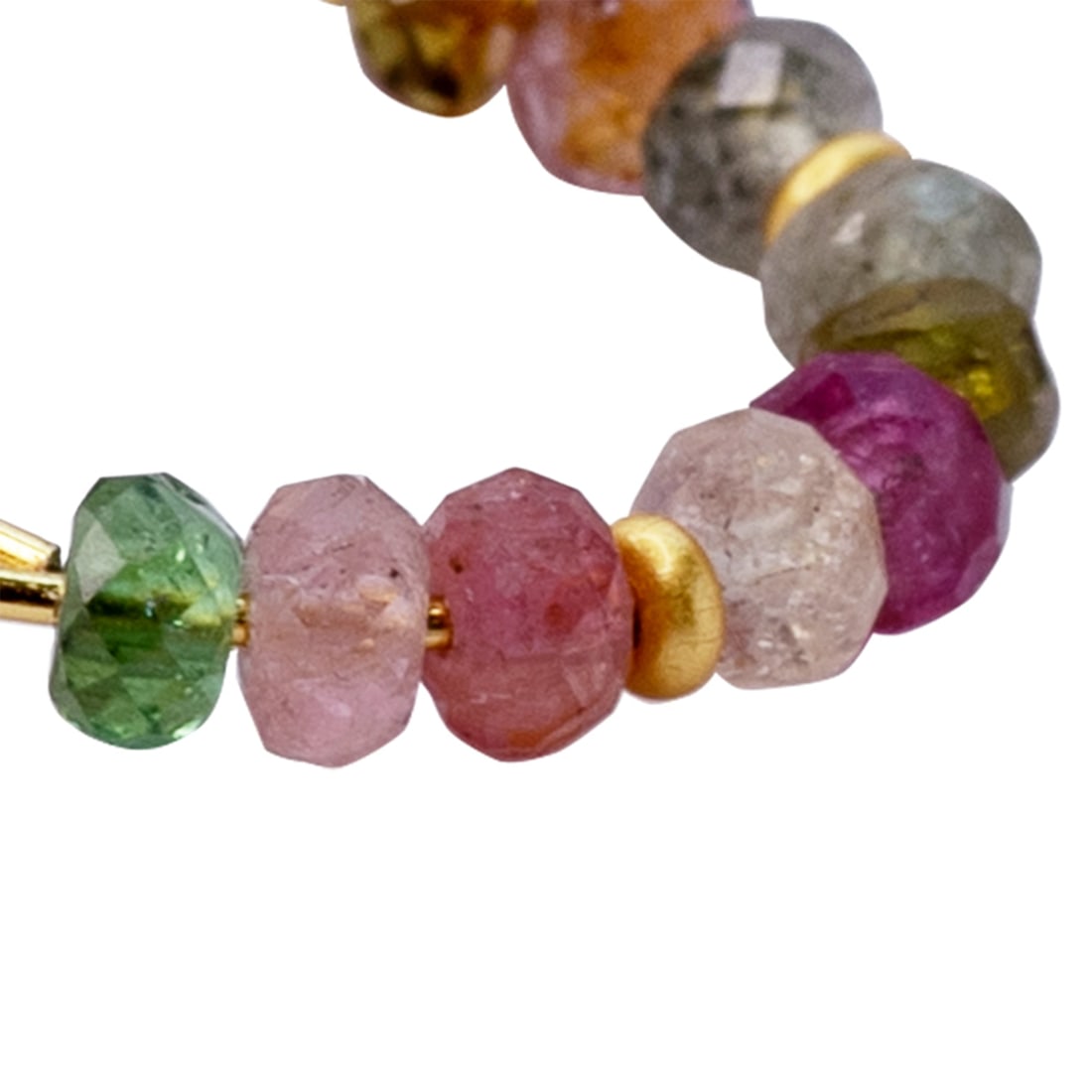 Rainbow Tourmaline Half Moon Earring 14K Gold Hoop - 5