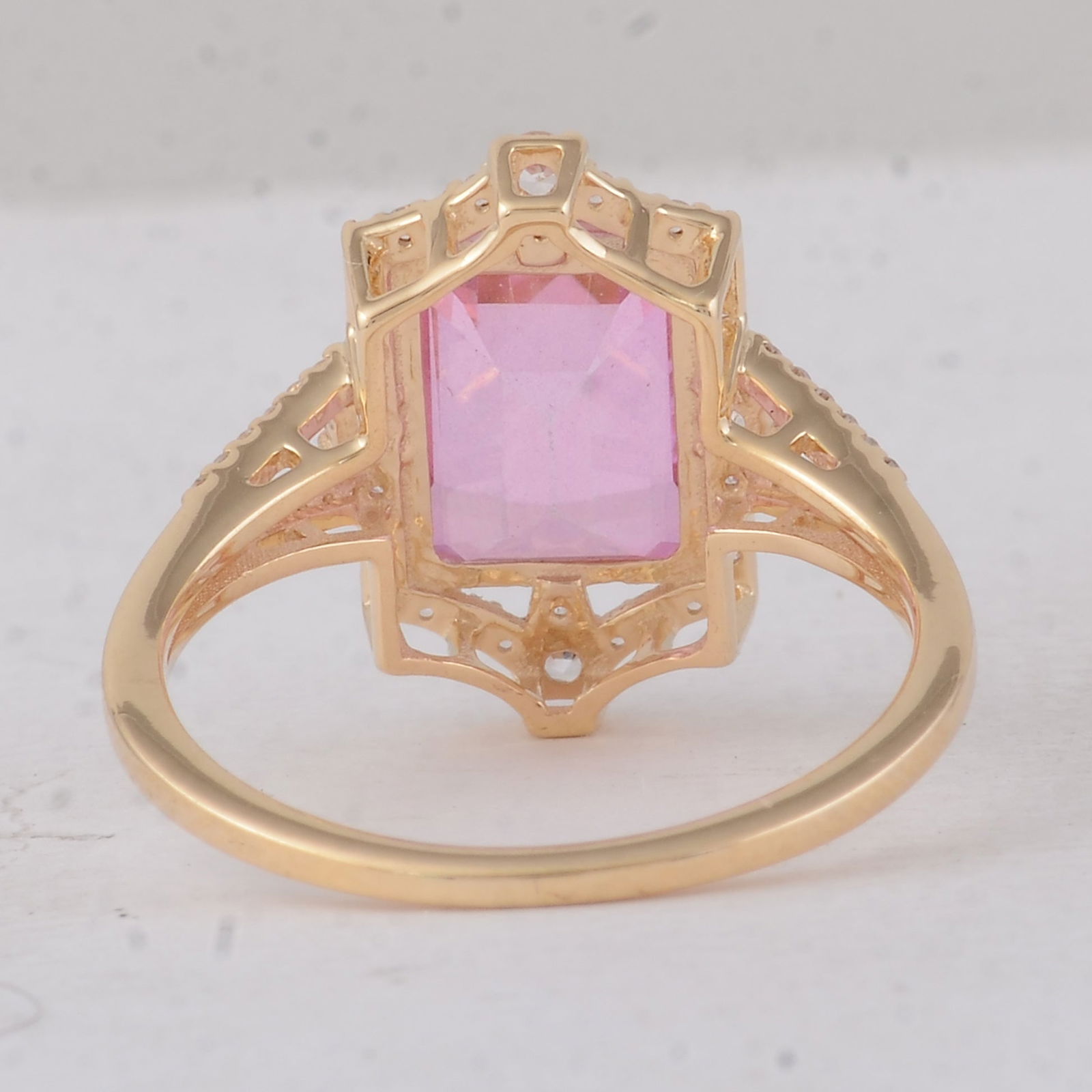 3.22 Ct Octagon Pink Topaz 9K Gold Ring - 3
