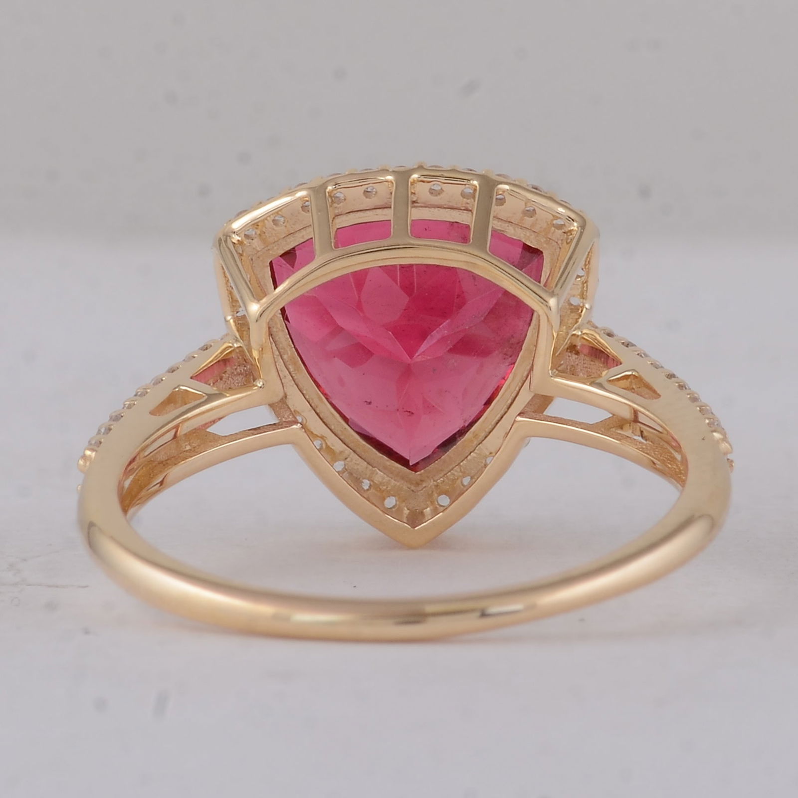 3.62 Ct Trillion Tourmaline 9K Gold Ring - 3