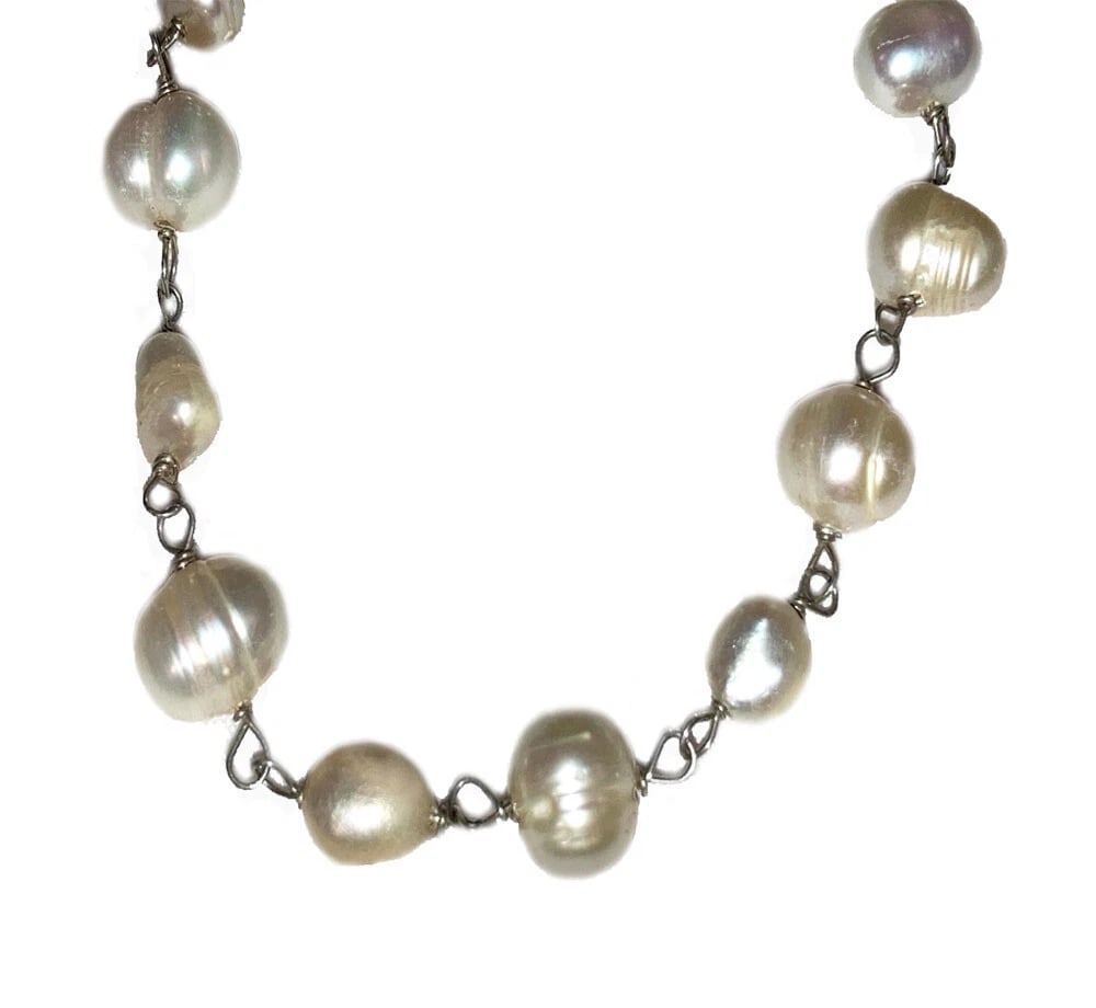 Sterling Silver Hand Made Artisan Cultured Pearl Bracelet - 4
