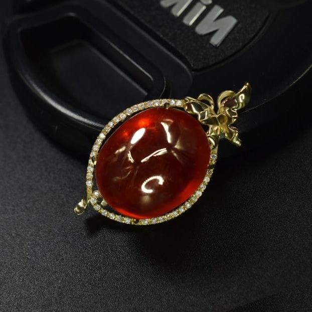 14K GOLD 24.59 CTW NATURAL PARTSCHINITE & DIAMOND PENDANT - 3