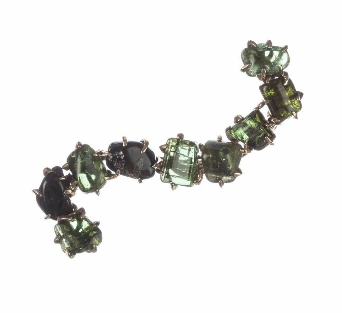 9 kt Gold Plated Green Tourmaline Pin - 2