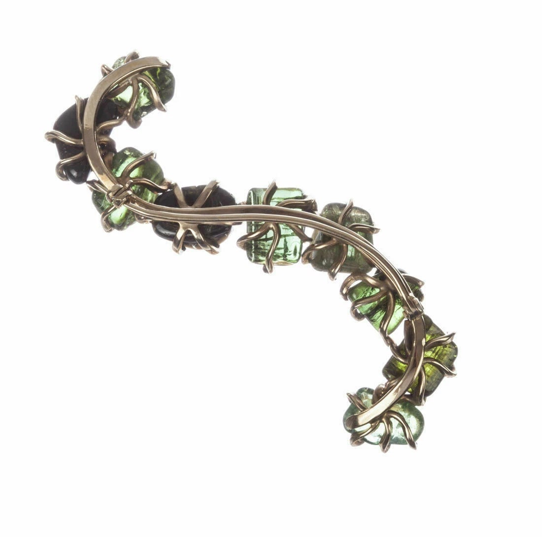 9 kt Gold Plated Green Tourmaline Pin - 3