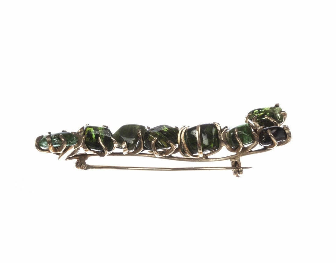 9 kt Gold Plated Green Tourmaline Pin - 4