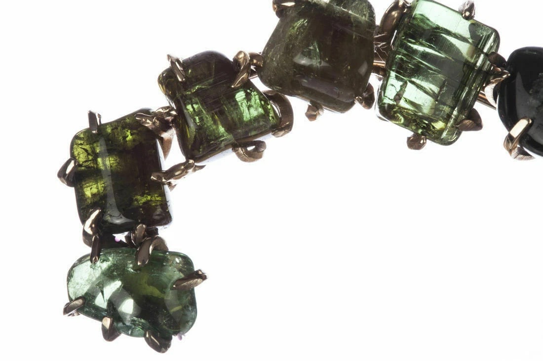 9 kt Gold Plated Green Tourmaline Pin - 5