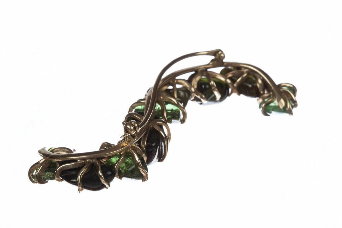 9 kt Gold Plated Green Tourmaline Pin - 6