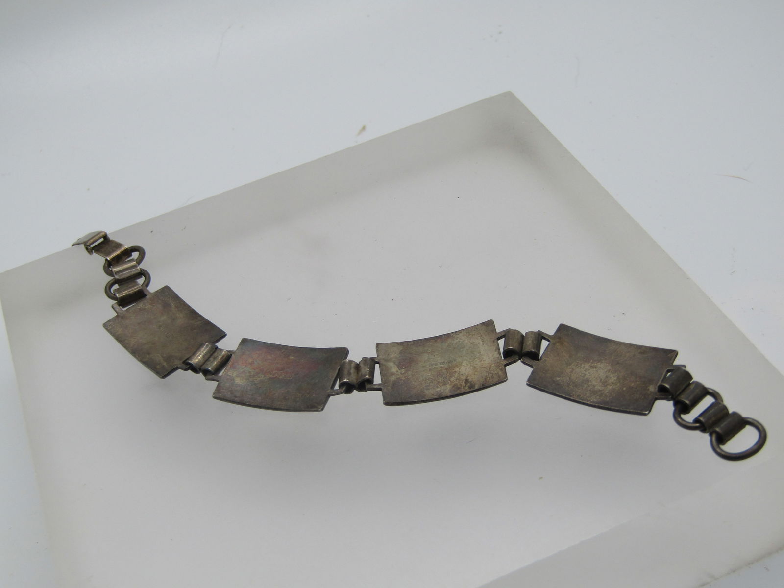 Vintage Sterling WWII Four Flag Bracelet, 5.5", Enameled. - 5