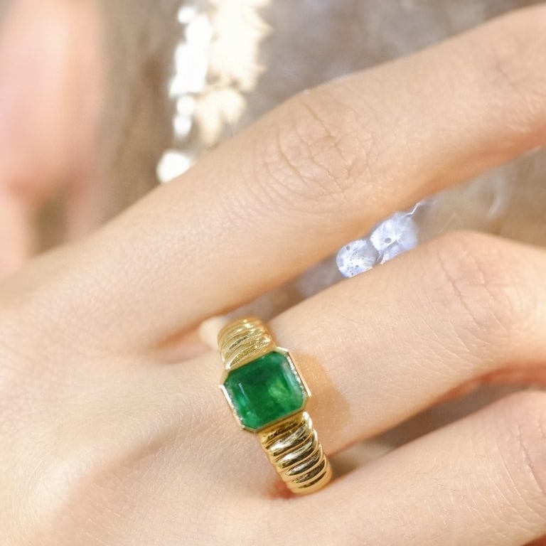 14K GOLD 1.91 CT NATURAL EMERALD RING - 5