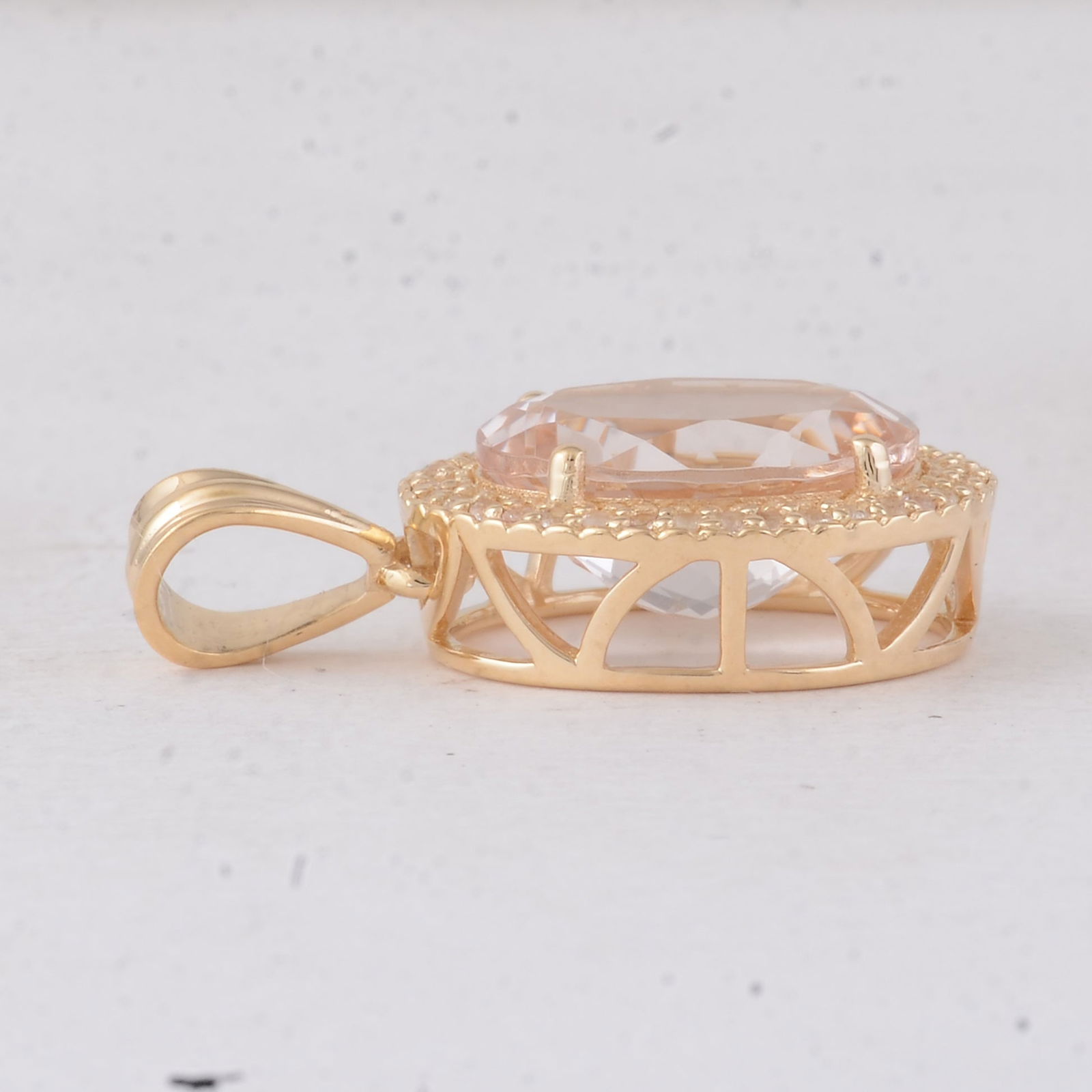3.31 Ct Oval Morganite 9K Gold Pendant - 3