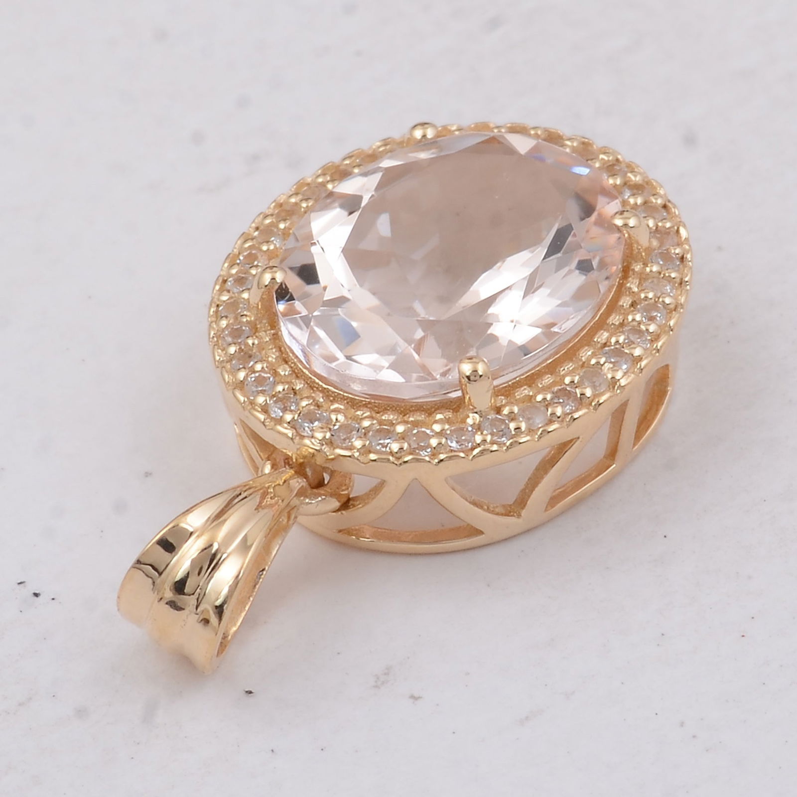 3.31 Ct Oval Morganite 9K Gold Pendant - 4