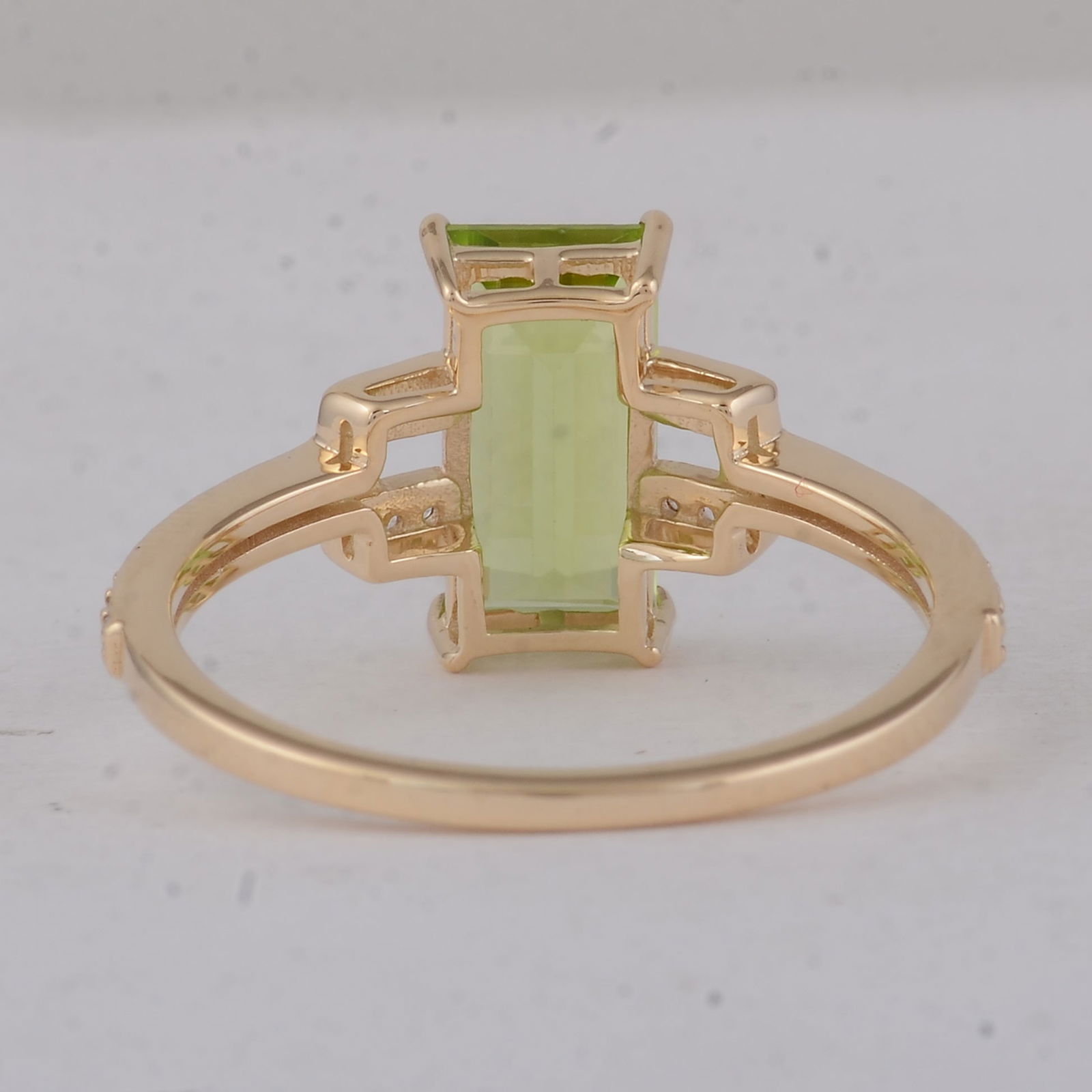 1.96 Ct Baguette Peridot 9K Gold Ring - 4