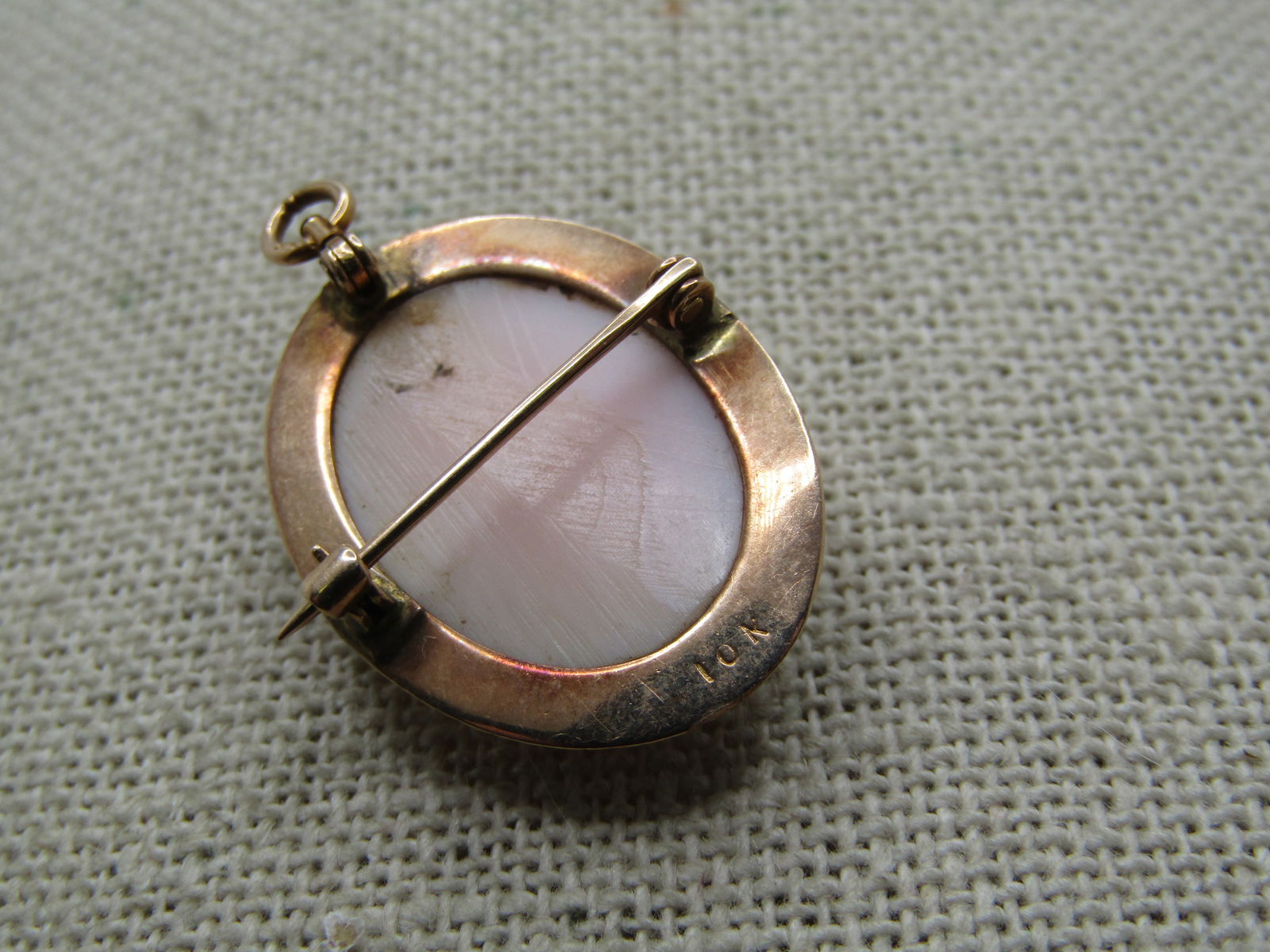 Vintage 10kt Carved Cameo Brooch/Pendant, 1910-1920's, 1.25" - 5