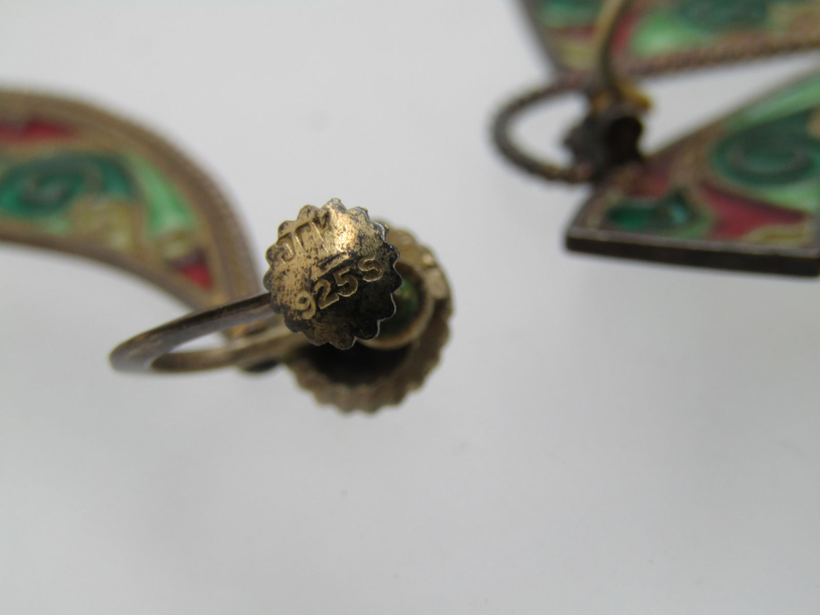 Antique Sterling Transparent Enameled Brooch & Earrings, Signed Johan Kjaerland, 1910 - 5