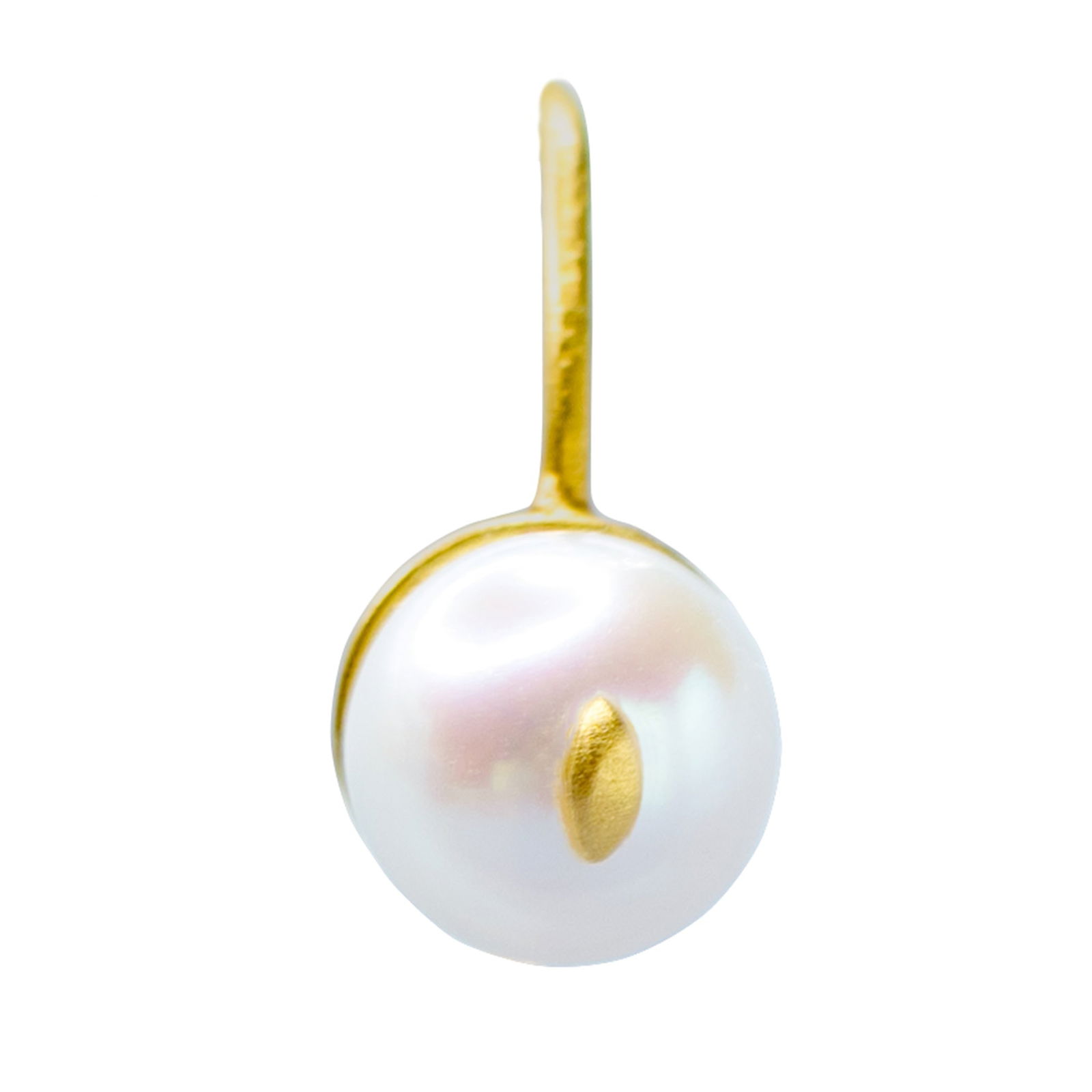 Cat Eye Pearl 18K Gold Hook Earring - 9