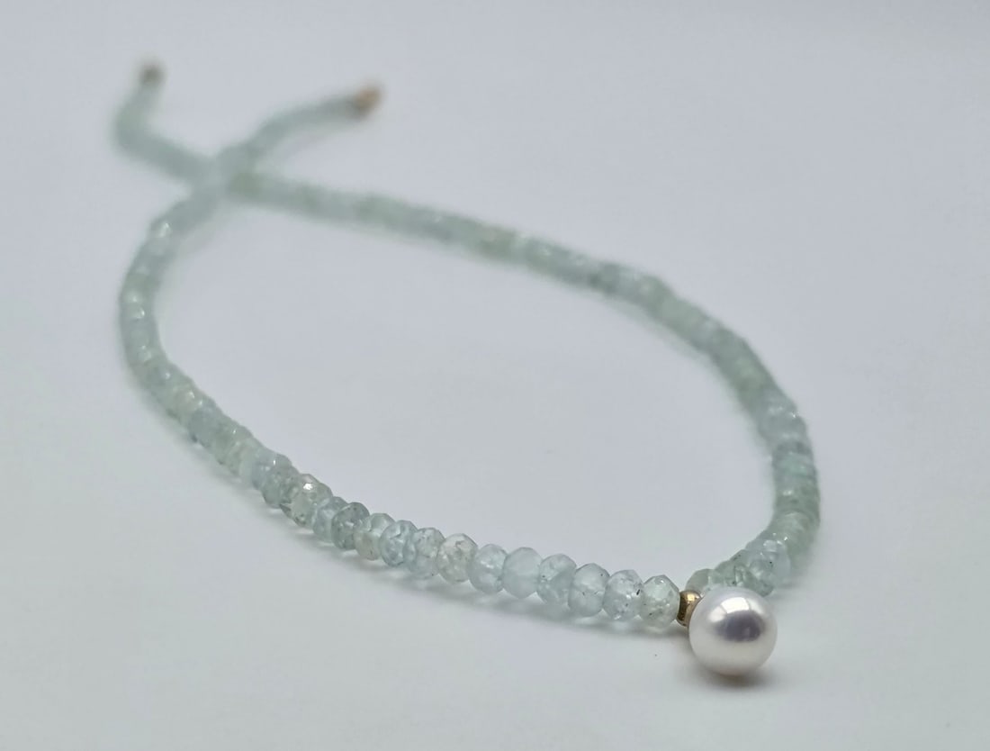 Aquamarine and Akoya pearl necklace - 5