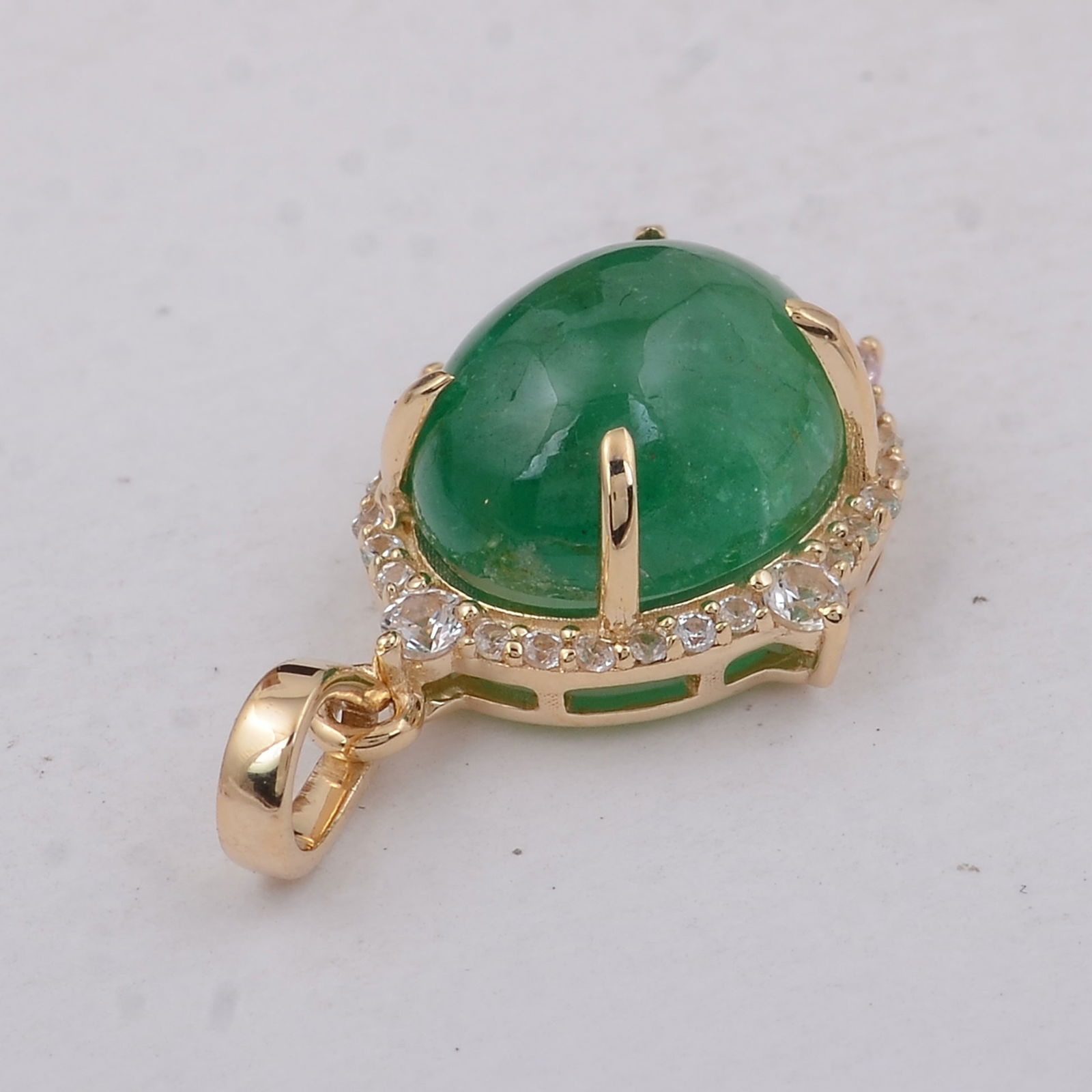 3.67 Ct Oval Emerald 9K Gold Pendant - 4