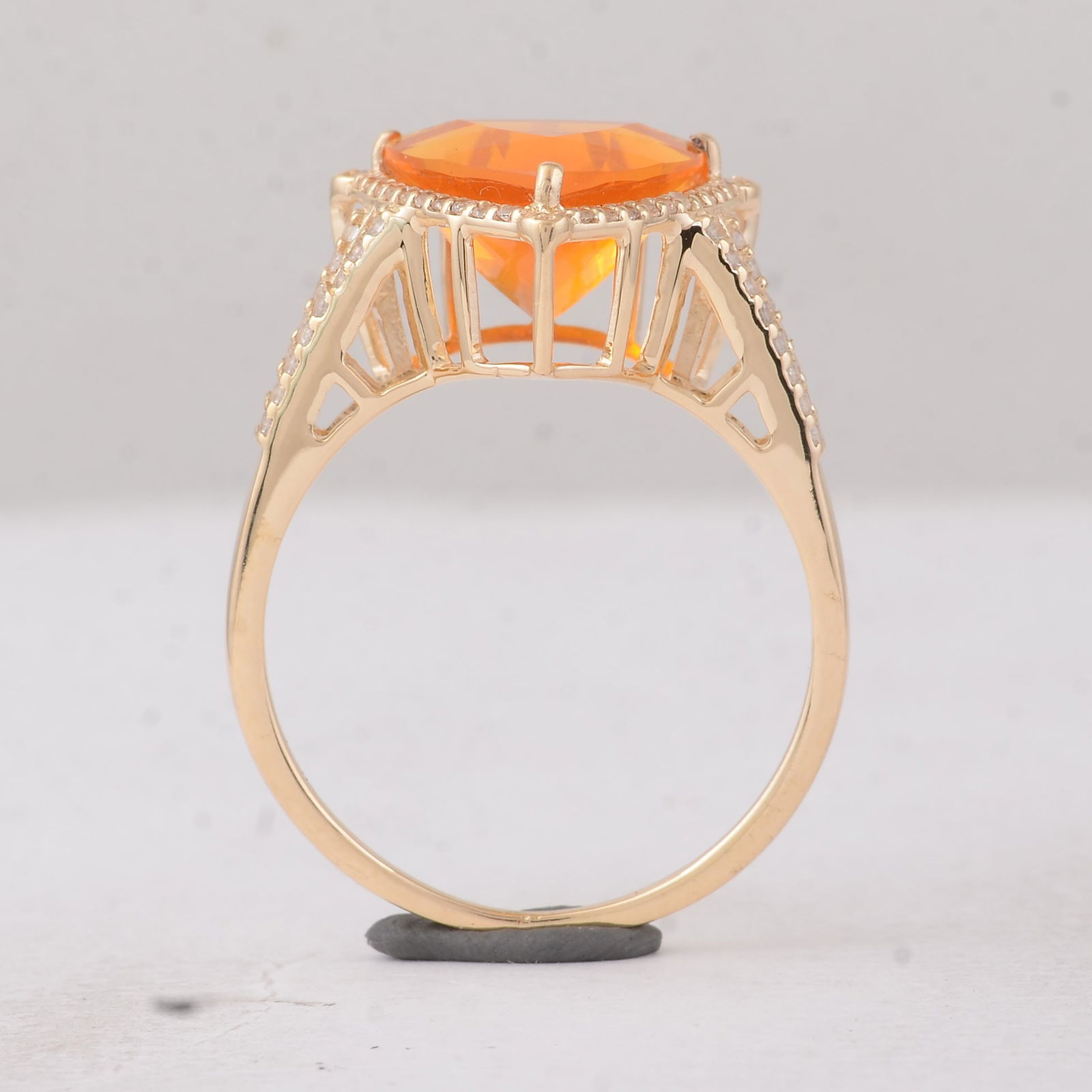 2.18 Ct Trillion Br.Fire Opal 9K Gold Ring - 3