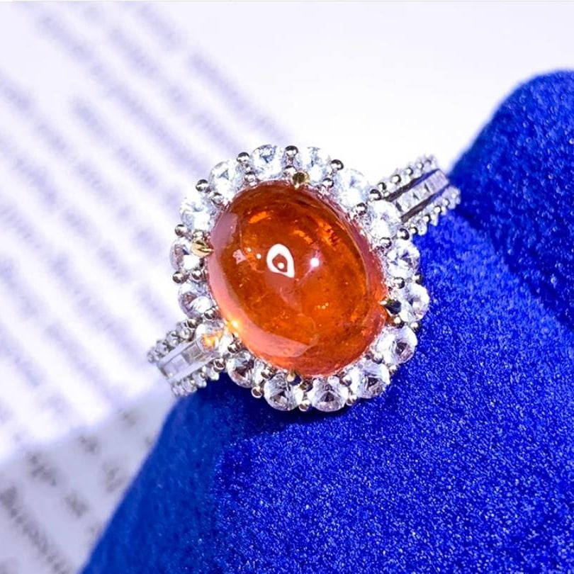 14K GOLD 6.44 CTW NATURAL PARTSCHINITE & DIAMOND RING - 2