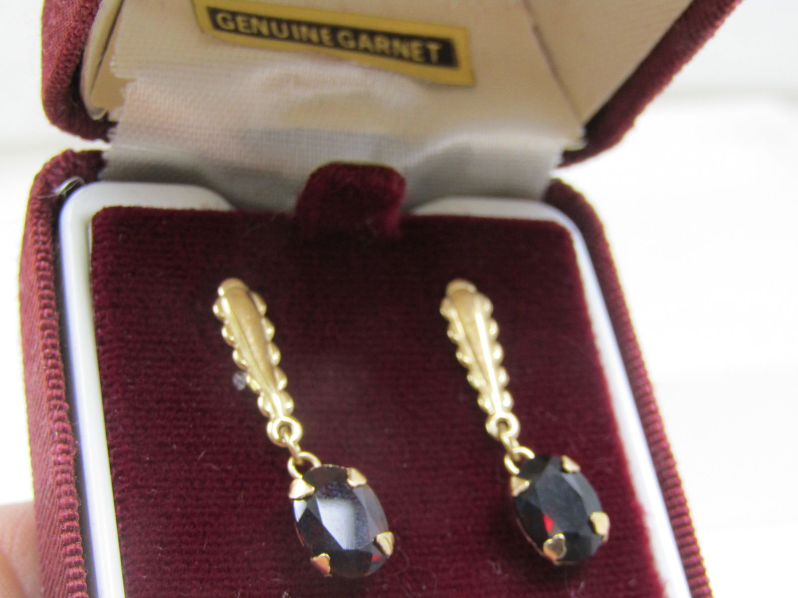 Vintage 14kt Garnet Drop Earrings, 7/8" Long, APpx. 2 TCW - 6