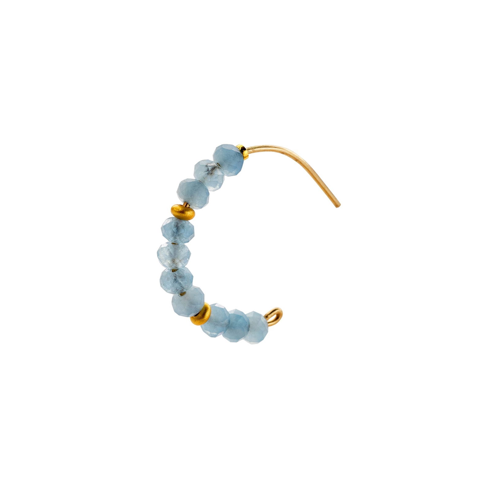 Aquamarine Half Moon Earrings 14K Gold Hook - 3