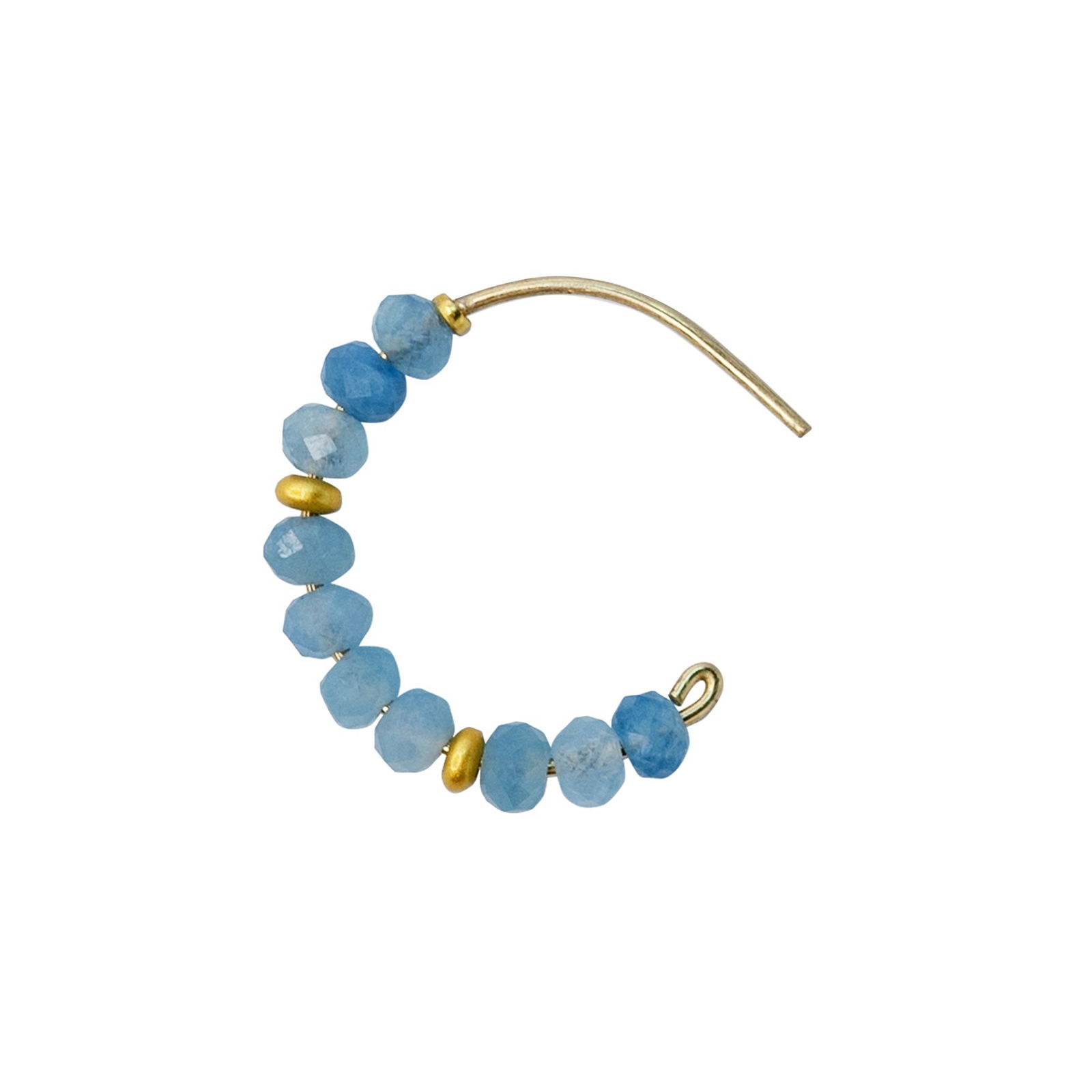 Aquamarine Half Moon Earrings 14K Gold Hook - 4