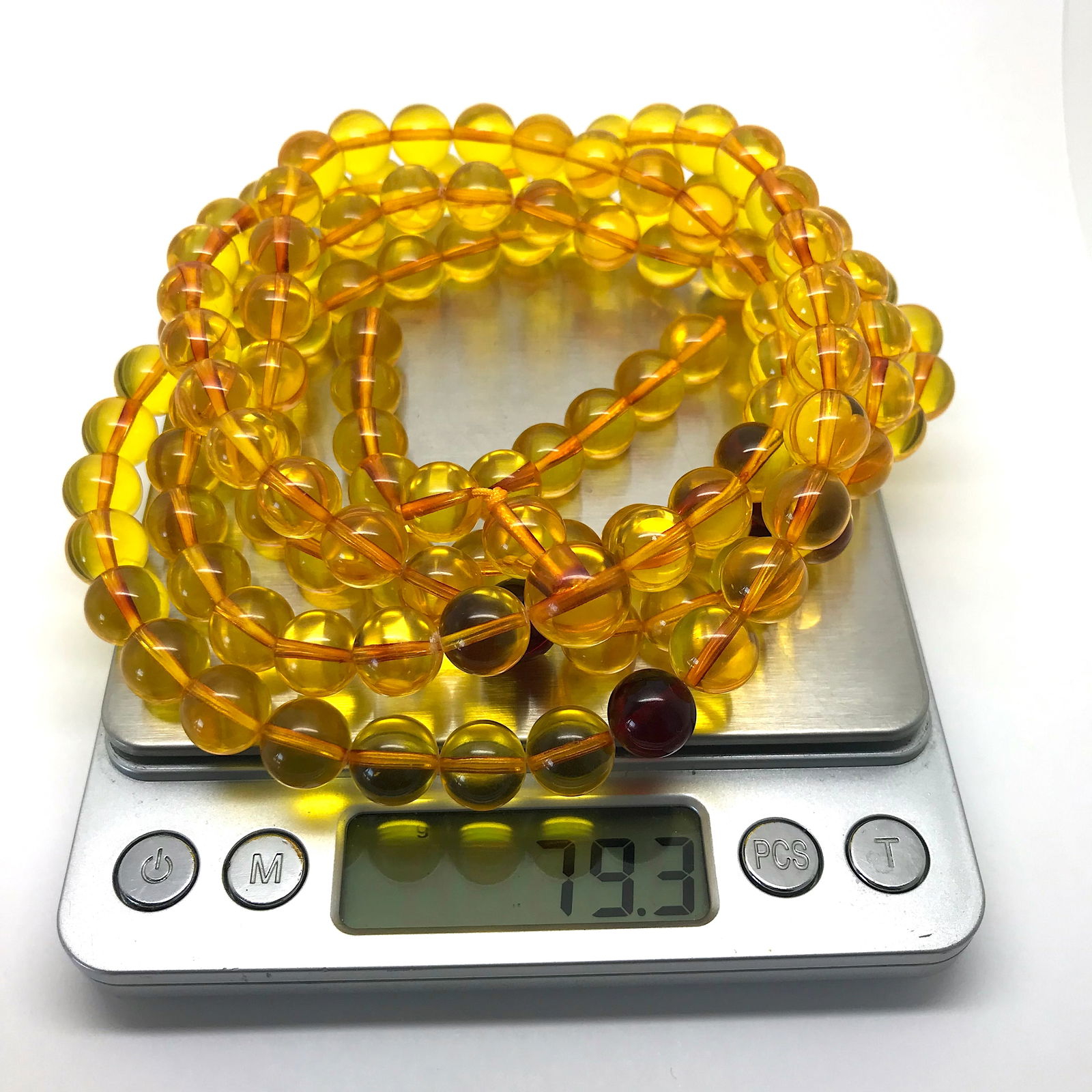 Remarkable Amber Mala made from Round Amber beads - 8