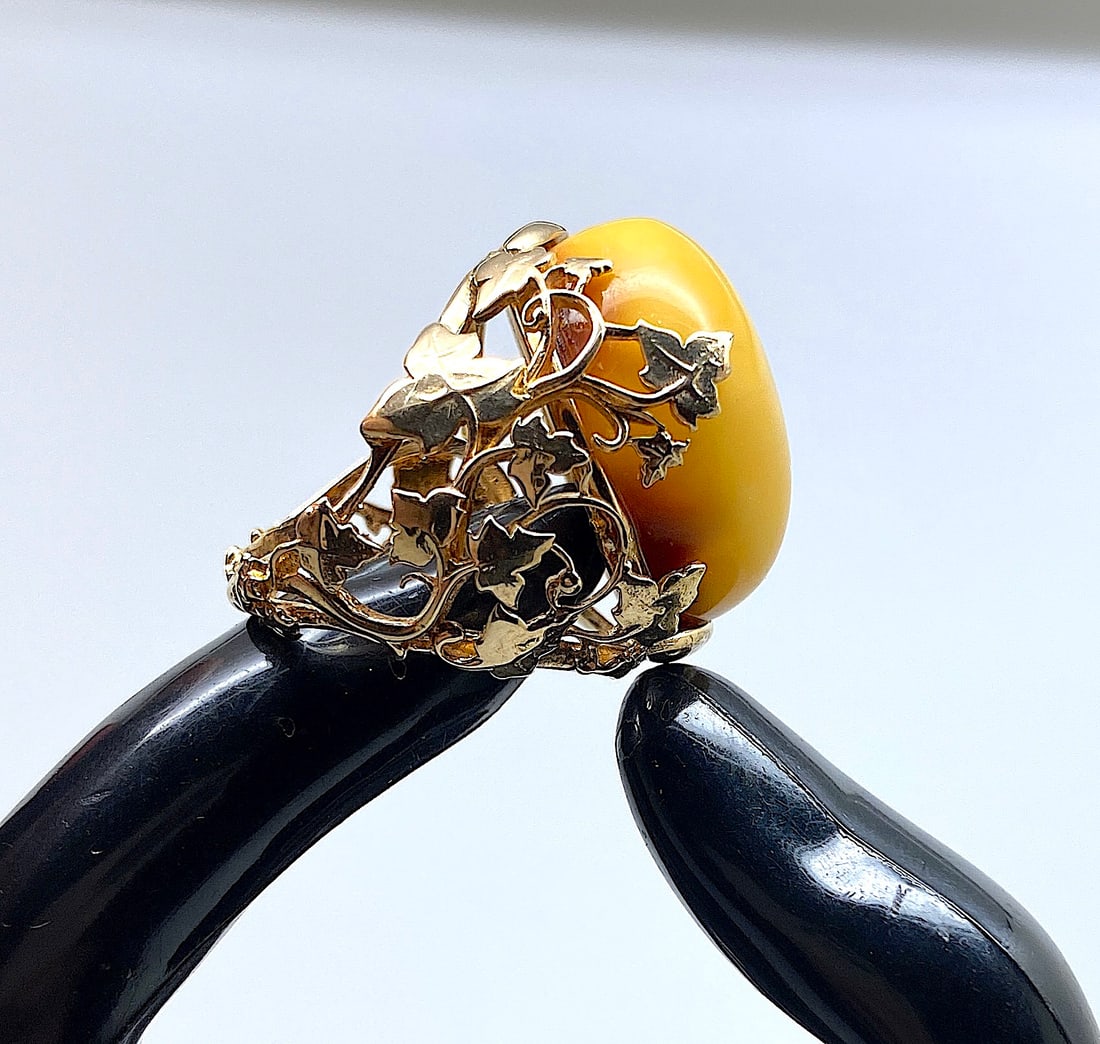 Unique and Adjustable Amber Ring - 6