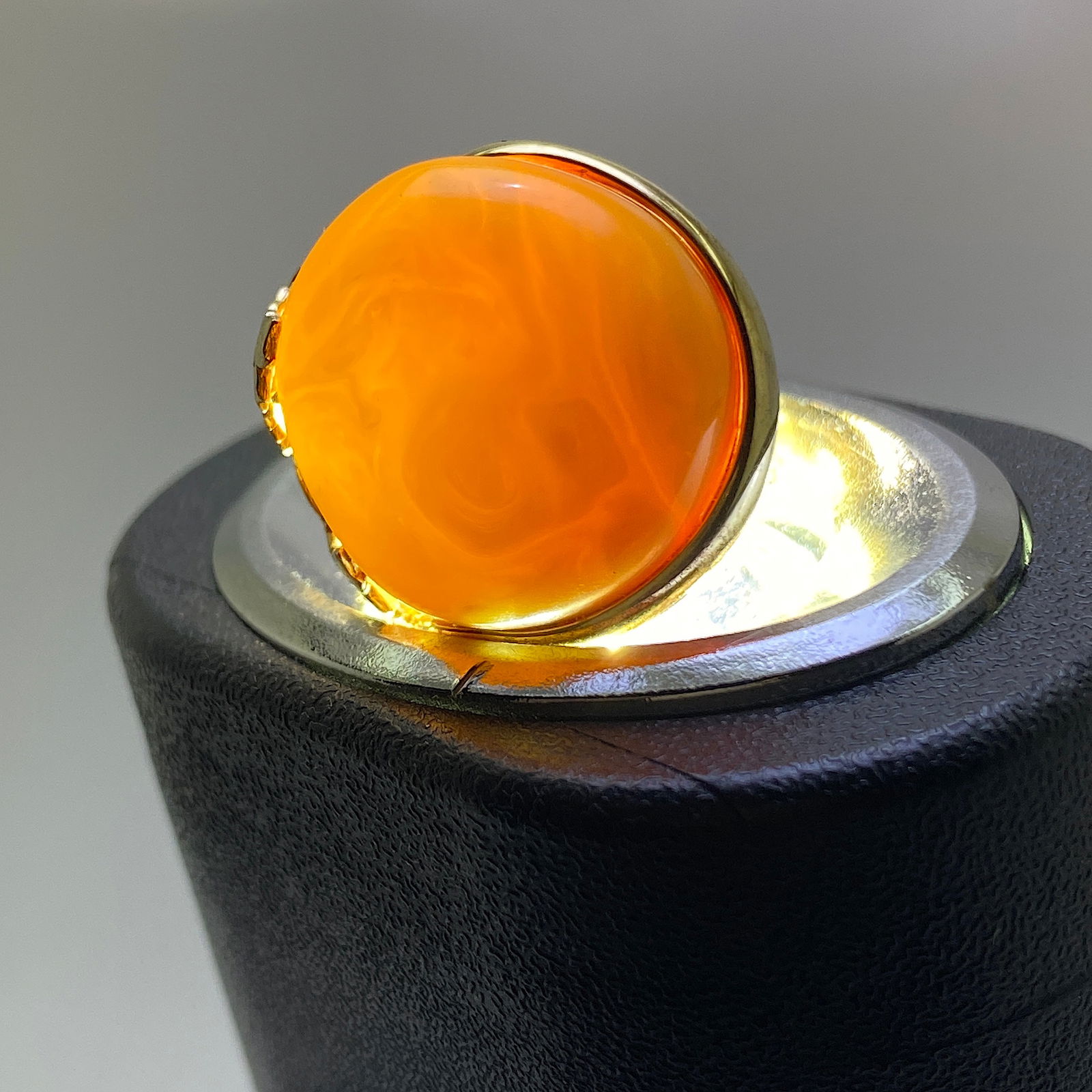 Unique and Adjustable Amber Ring - 9