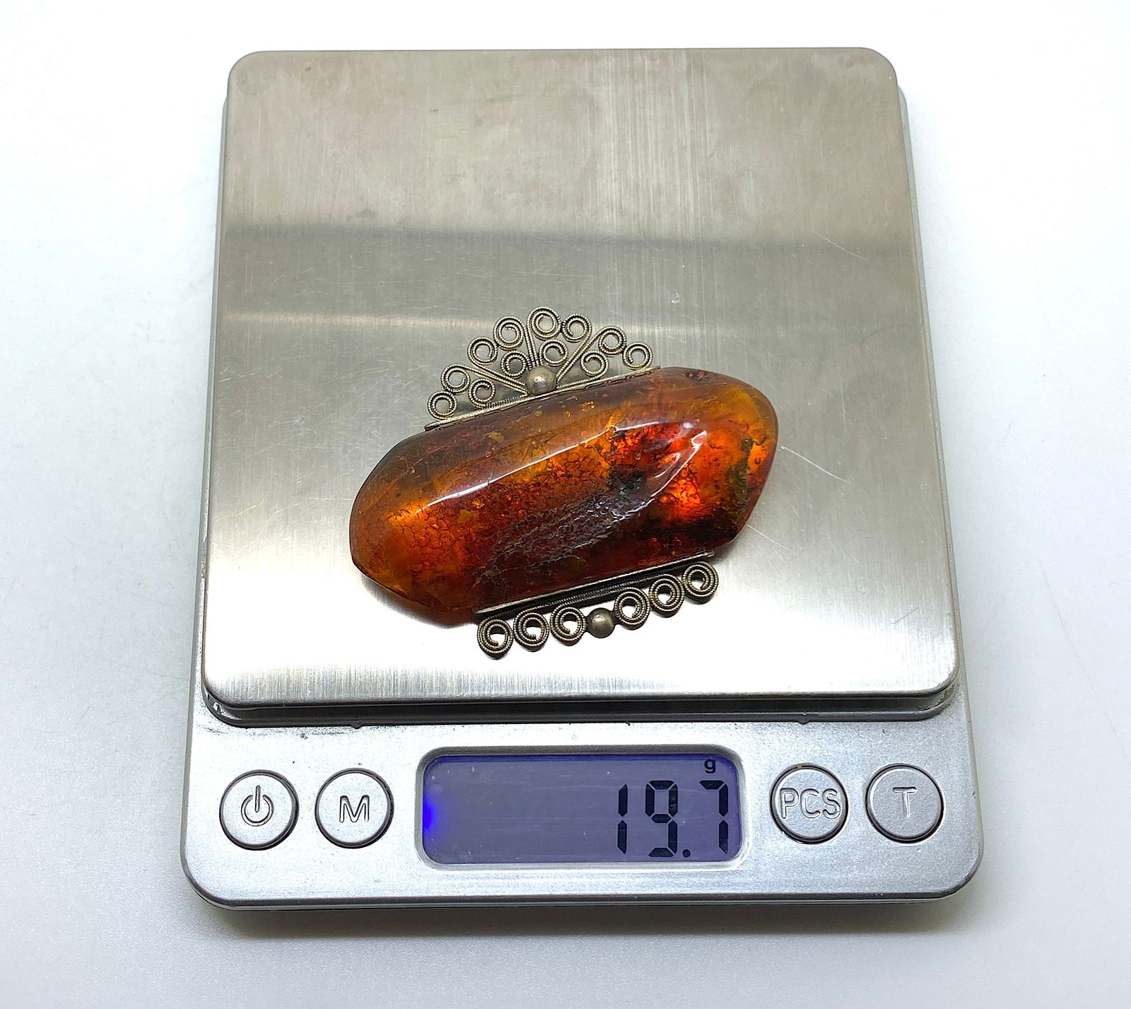 Fascinating Unique Vintage Amber Brooch - 9