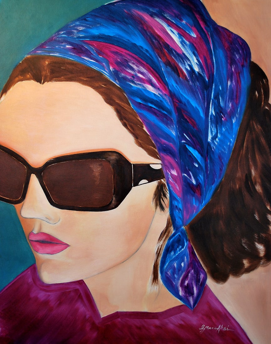 Grace Absi Foulard bleu 2008 Oil Painting on Canvas: Title: Grace Absi Foulard bleu 2008 Oil Painting on Canvas Artist: Grace Absi Description: Title: Foulard BleuArtist: Grace AbsiCountry: USAMedium: Oil Painting on canvasMarks: Created & Signed