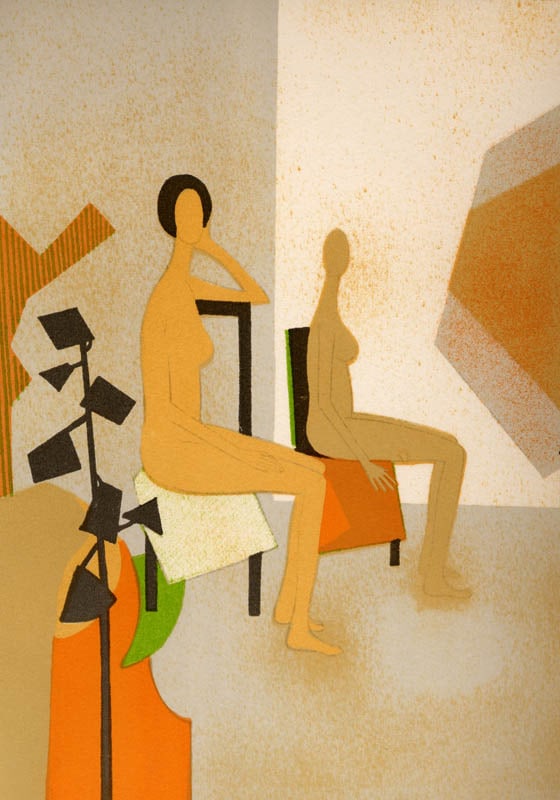 1974 Andre Minaux Original Lithograph Les deux Modeles: Title: 1974 Andre Minaux Original Lithograph Les deux Modeles Artist: Andre Minaux Description: Title:Les deux Modeles Artist: Andre Minaux Country: France Medium: Original Lithograph Marks: Not Signe