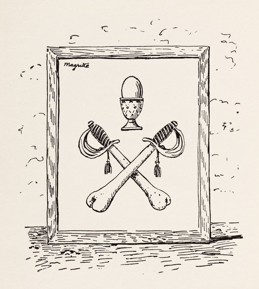 1958 Rene' Magritte Lithograph 7, Mesens Poemes Ltd Edition: Title: 1958 Rene' Magritte Lithograph 7, Mesens Poemes Ltd Edition Artist: Magritte Description: Title: E.L.T. Mesens Poemes - 7Artist: Rene' MagritteCountry: BelgiumMedium: LithographMarks: Signed