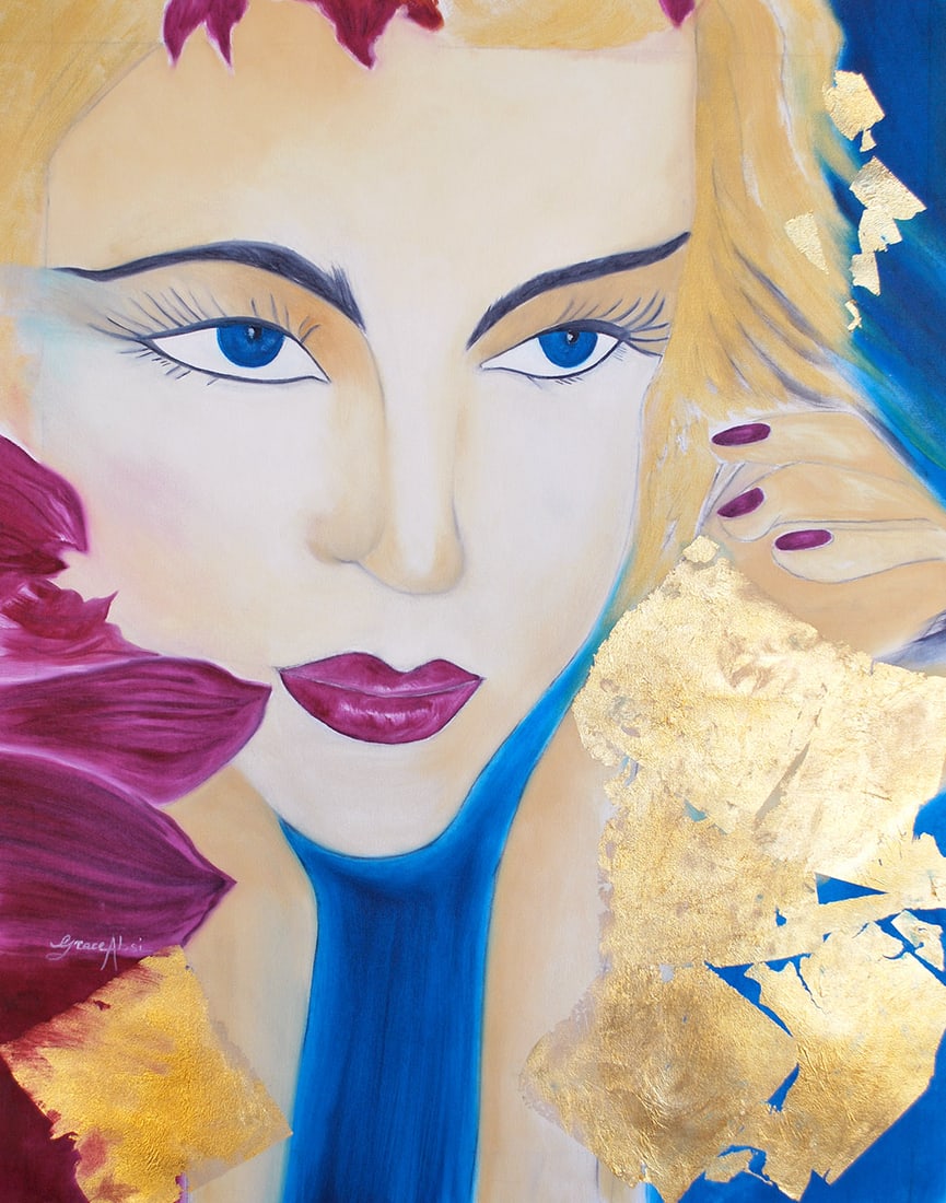 Grace Absi Magenta flowers 2008 Oil Painting & Gold on canvas: Title: Grace Absi Magenta flowers 2008 Oil Painting & Gold on canvas Artist: Grace Absi Description: Title: Magenta FlowersArtist: Grace AbsiCountry: USAMedium: Oil painting & Gold Leaf on