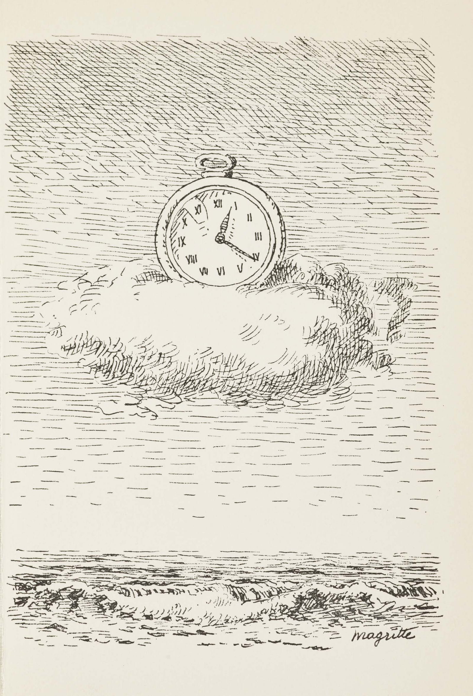 1966 Rene Magritte 3 Signed Lithograph 3 Clock In Cloud Aube a l'Antipode: Title: 1966 Rene Magritte 3 Signed Lithograph 3 Clock In Cloud Aube a l'Antipode Artist: Magritte Description: Title: Clock In CloudArtist: Rene MagritteCountry: BelgiumMedium: Lithograph - 3Marks: