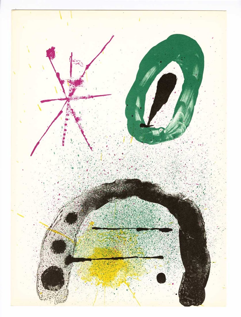 Joan Miro Original Lithograph DM08139 Derriere le Miroir 1963: Title: Joan Miro Original Lithograph DM08139 Derriere le Miroir 1963 Artist: Joan Miro Description: Title: Untitled DM08139 Artist: Joan Miro Country: Spain Medium: Original Lithograph Marks: Not sign