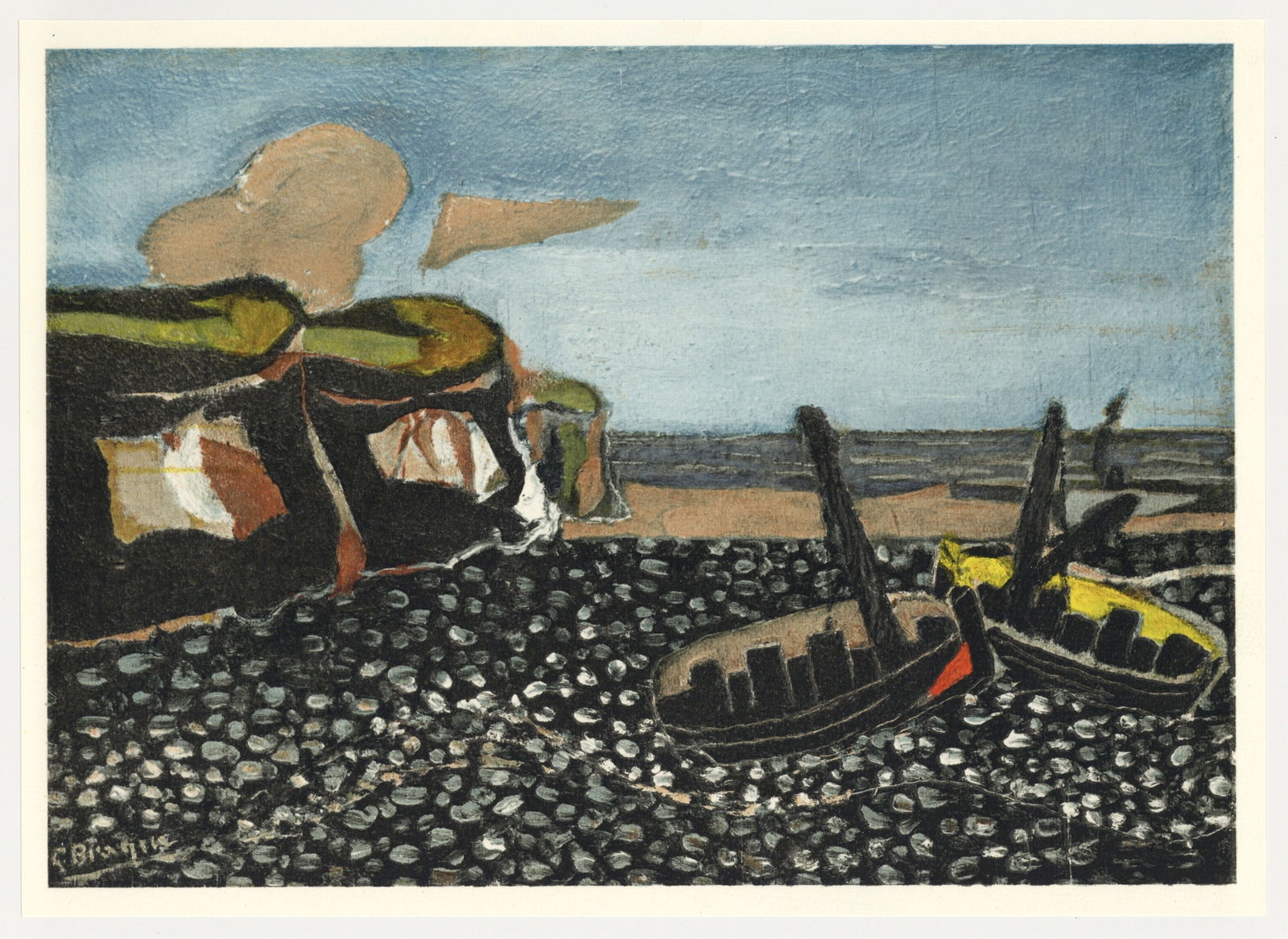 Braque Lithograph Les barques bleues 1937 Varengeville (1 of 1)